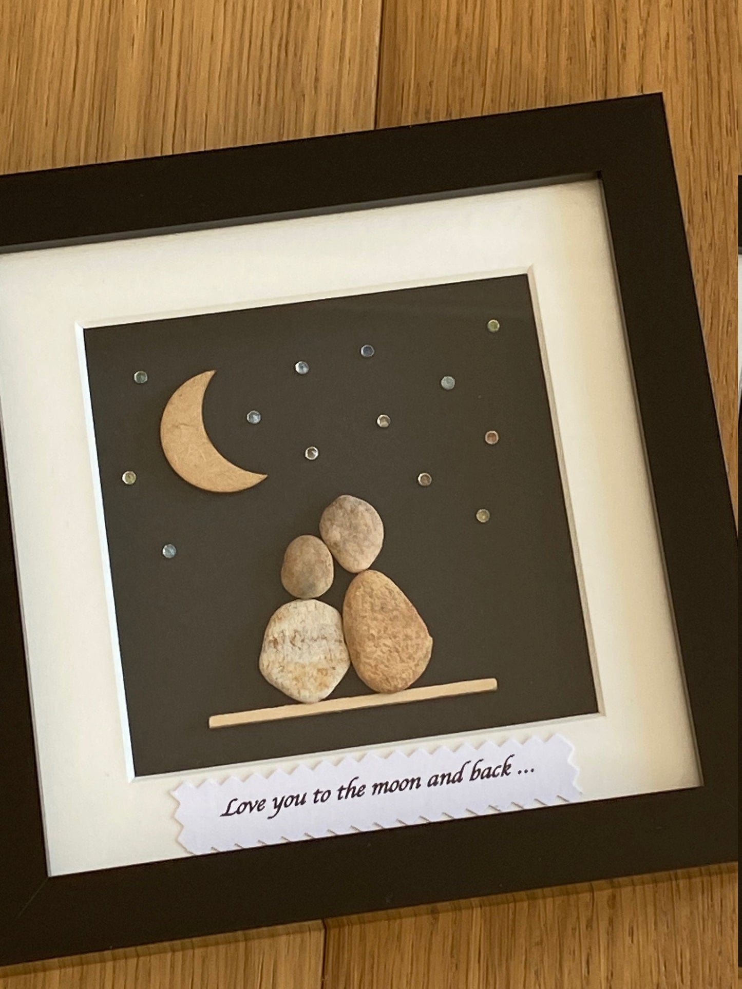 Personalised Valentines Pebble Picture, Love you to the moon Pebble Gift, Pebble Art for Wife, Unique Pebble Picture for Husband