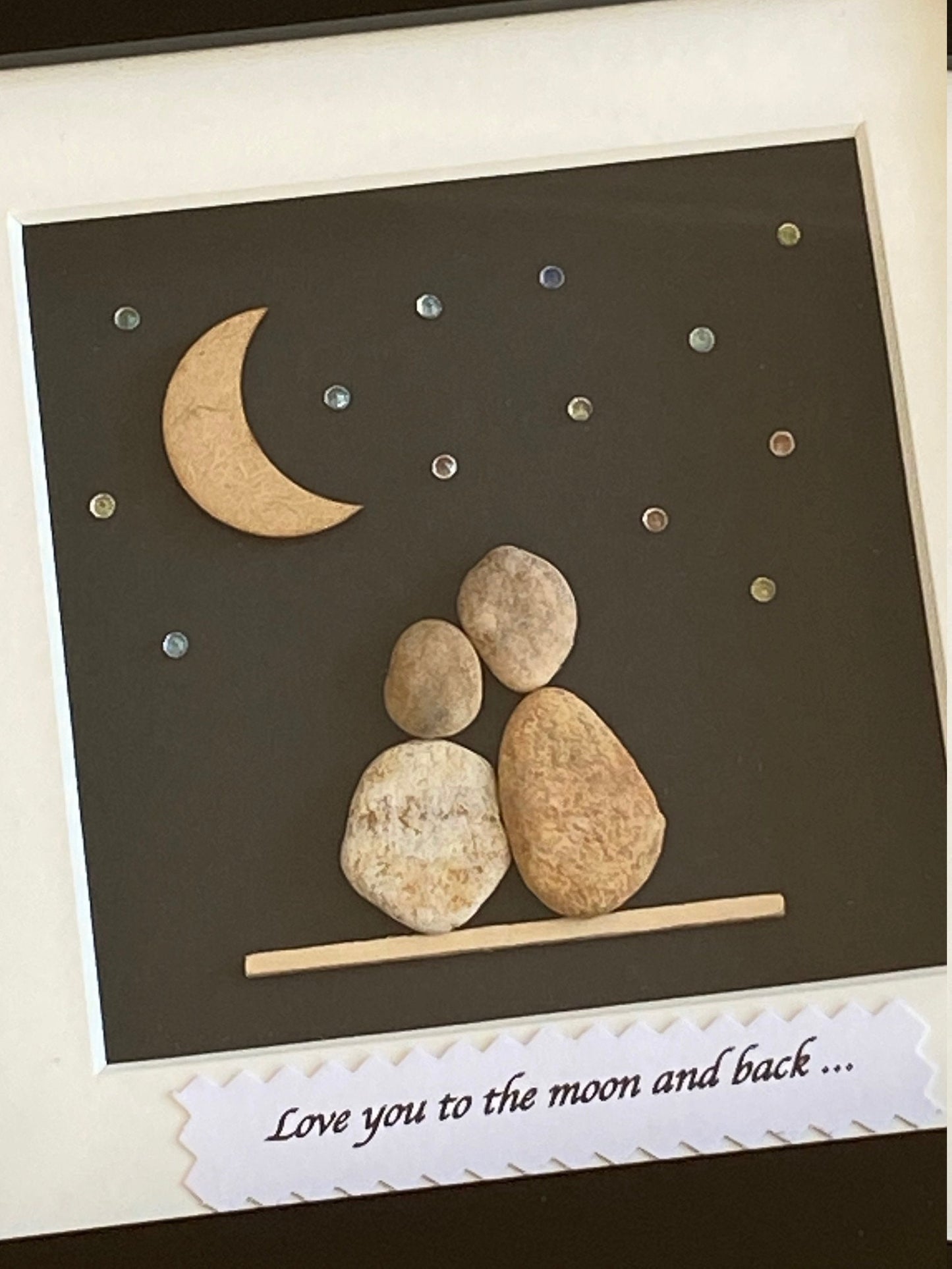 Personalised Valentines Pebble Picture, Love you to the moon Pebble Gift, Pebble Art for Wife, Unique Pebble Picture for Husband