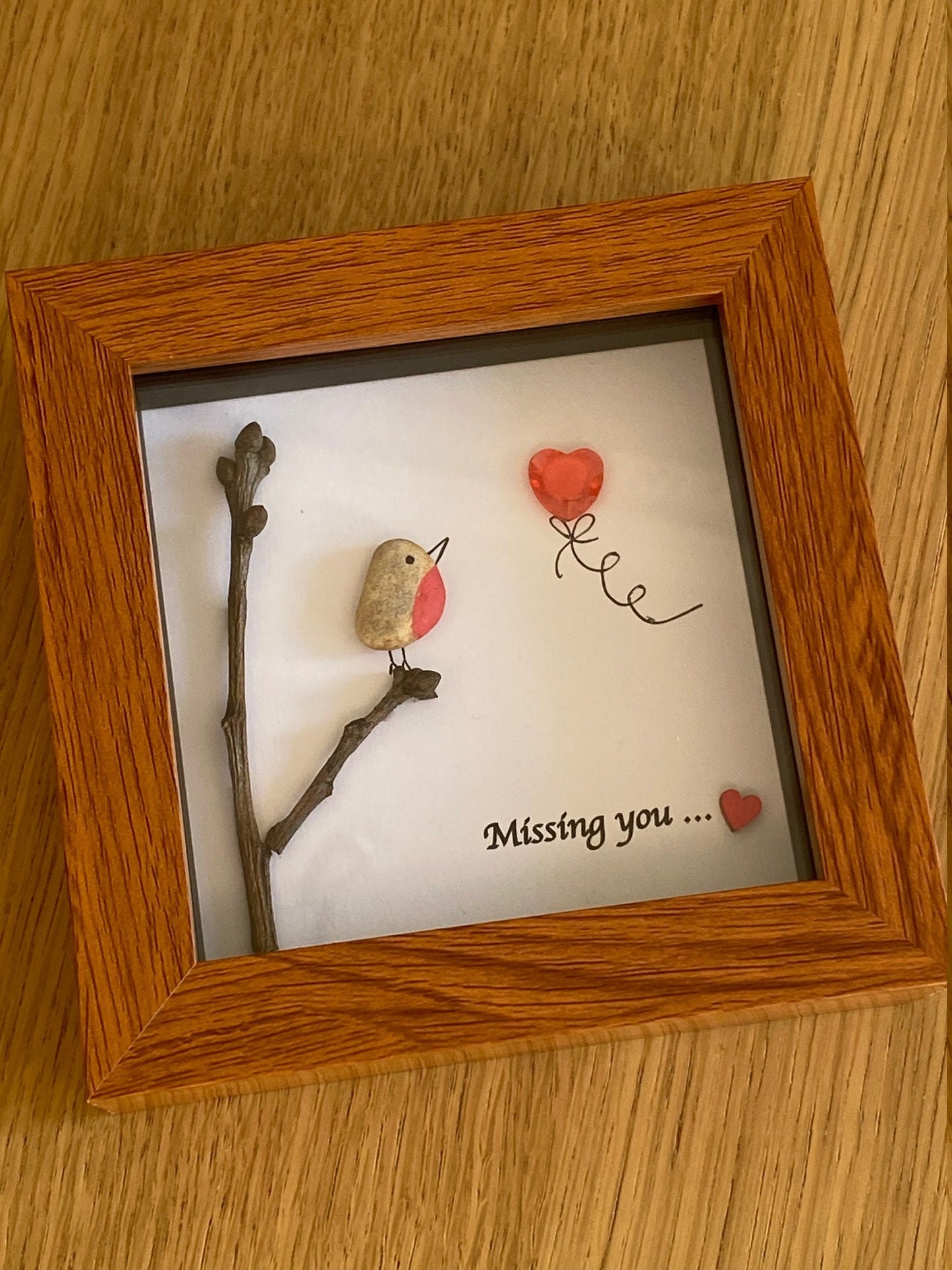 Missing You Pebble Frame, Thinking of You Gift, I miss you picture, Far away friend gift, Valentine's Day Gift,