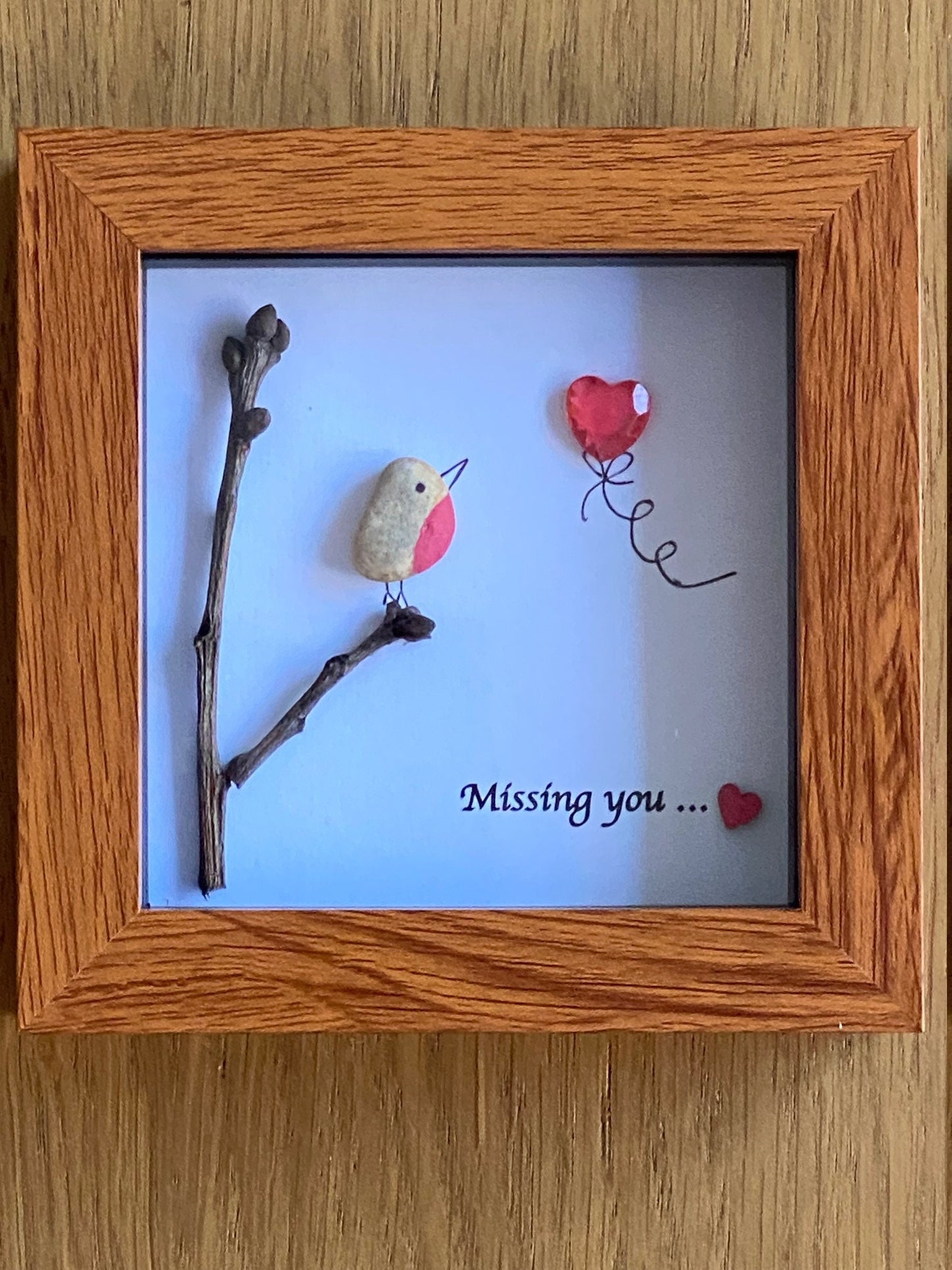 Missing You Pebble Frame, Thinking of You Gift, I miss you picture, Far away friend gift, Valentine's Day Gift,