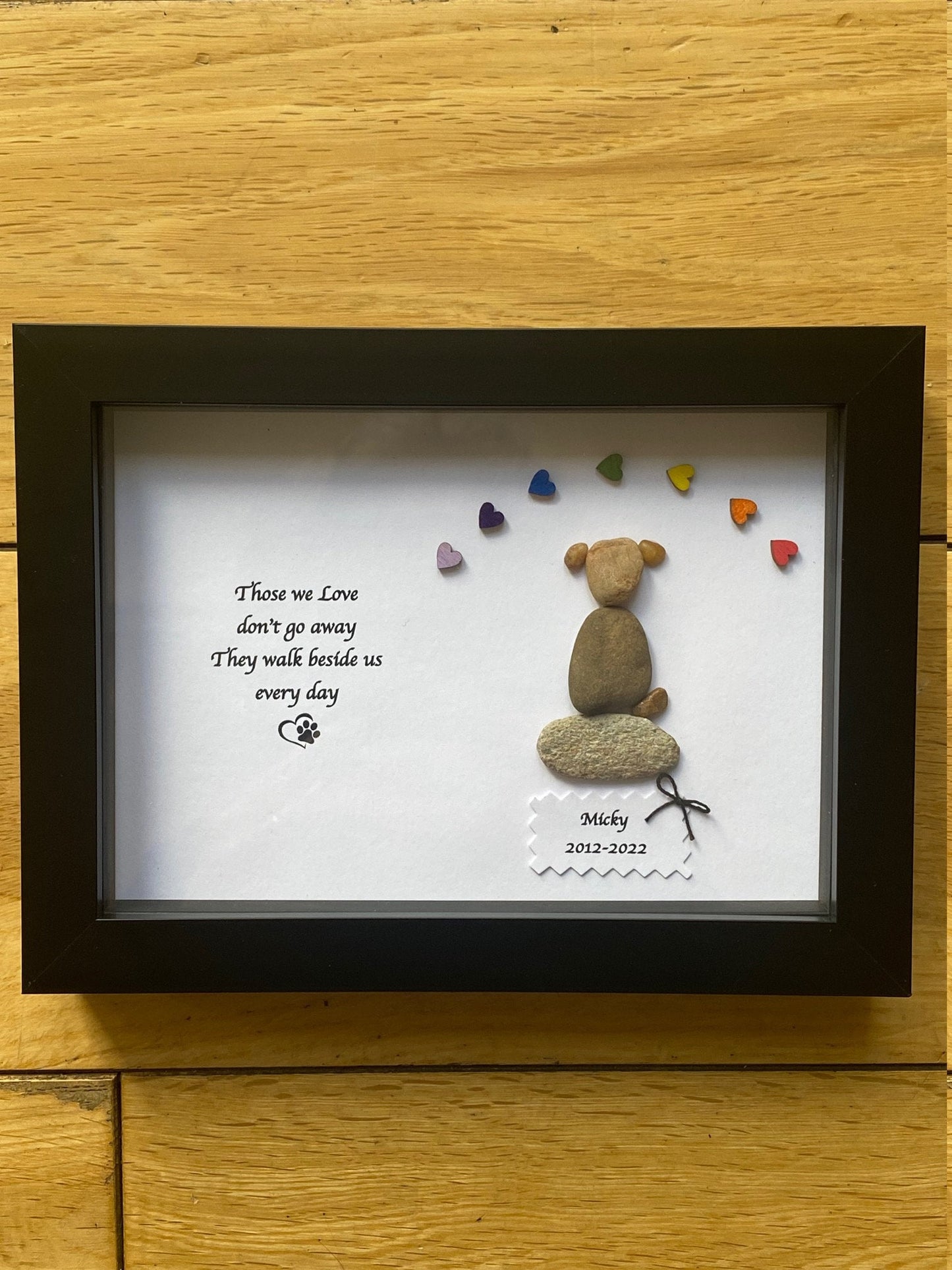 Dog Memorial Gift, Pet Memorial Gift, Pet Loss Pebble Frame, Pet Lover Gift, Pebble Frame for Dog Owner