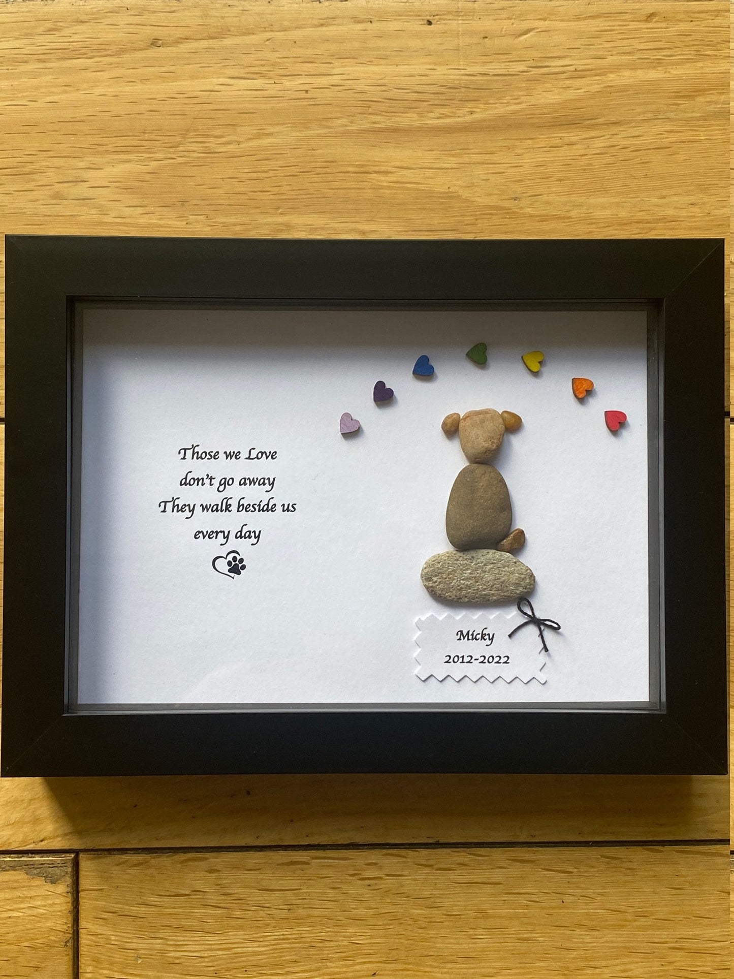Dog Memorial Gift, Pet Memorial Gift, Pet Loss Pebble Frame, Pet Lover Gift, Pebble Frame for Dog Owner