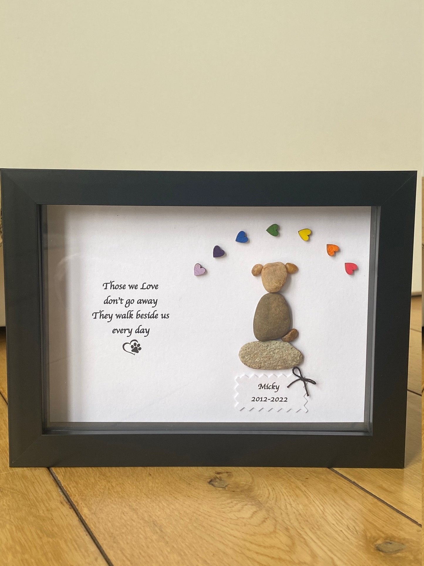 Dog Memorial Gift, Pet Memorial Gift, Pet Loss Pebble Frame, Pet Lover Gift, Pebble Frame for Dog Owner