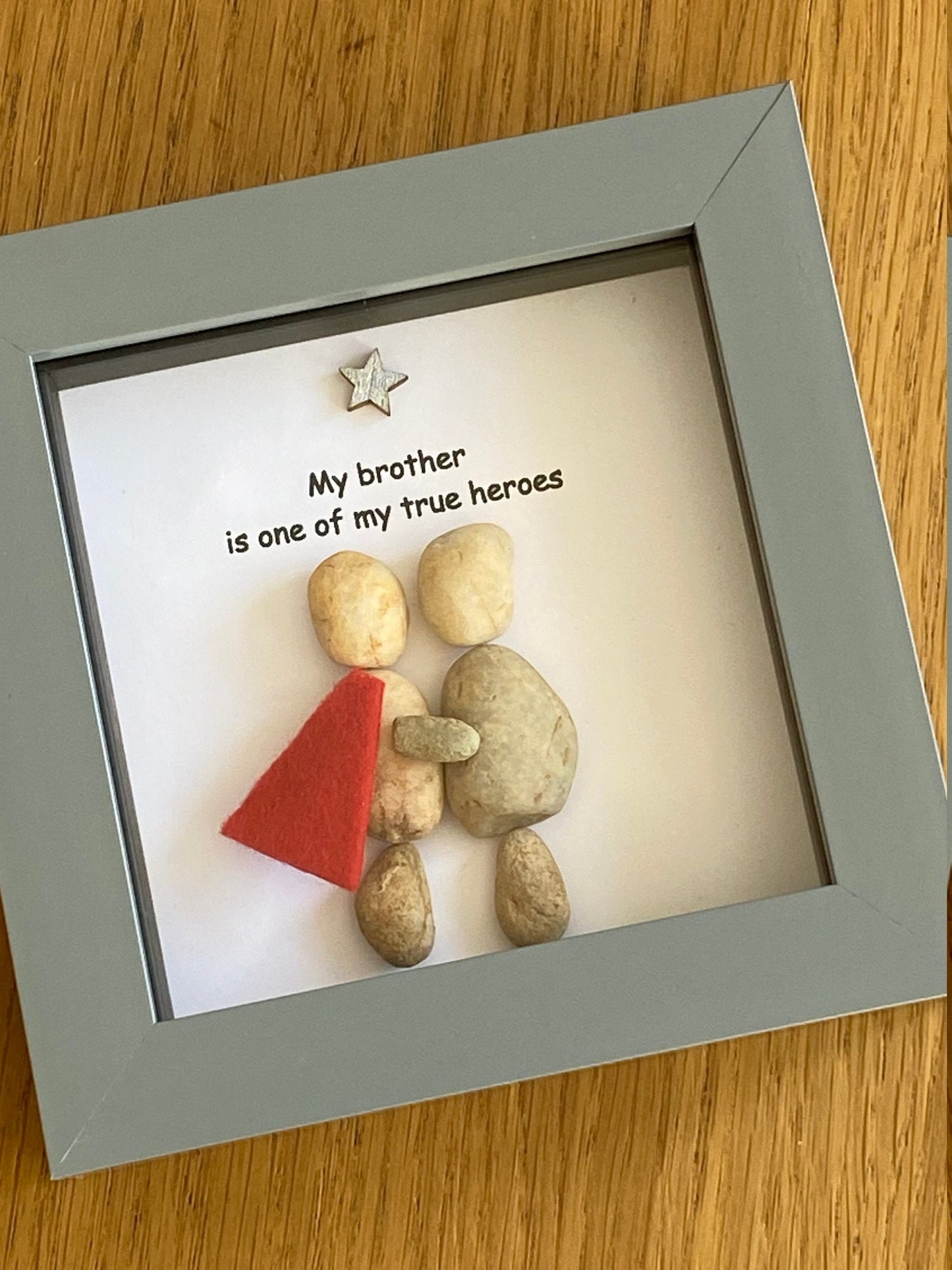 Brother Pebble Artwork Frame, Handmade Gift for Brother, Special Gift for a Brother, Personalised Pebble Frame,