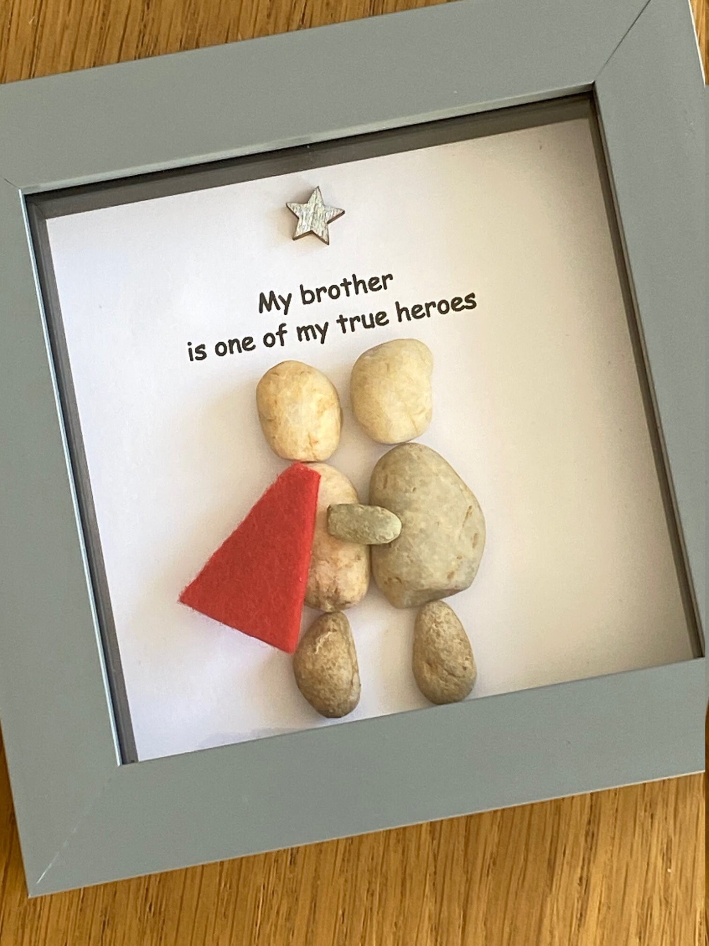 Brother Pebble Artwork Frame, Handmade Gift for Brother, Special Gift for a Brother, Personalised Pebble Frame,