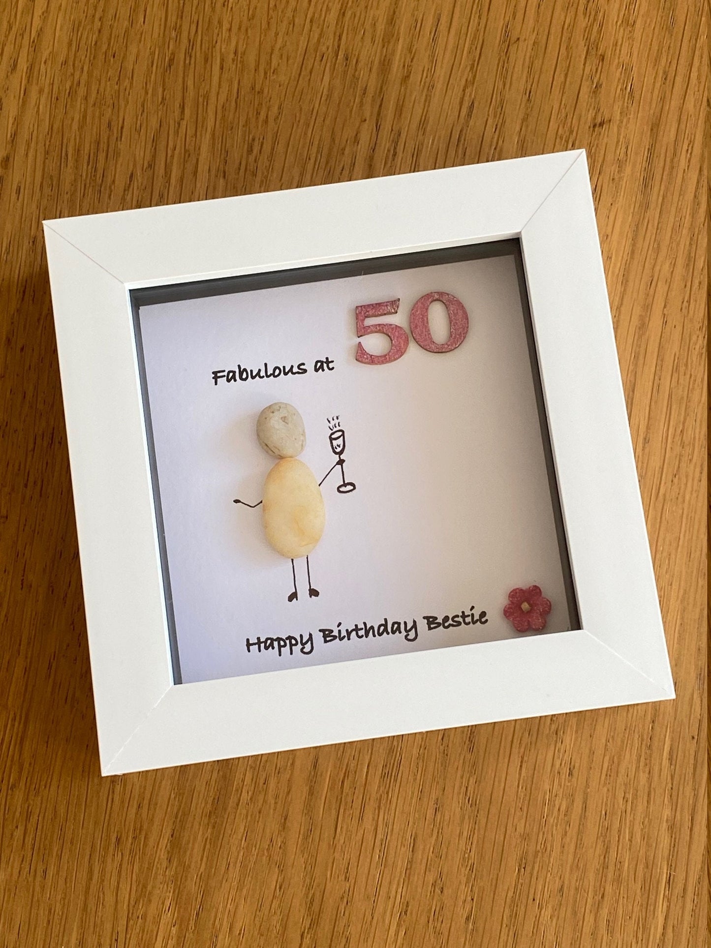Birthday or Milestone Pebble Frame, Personalised Birthday Gift, Handmade Pebble Frame,