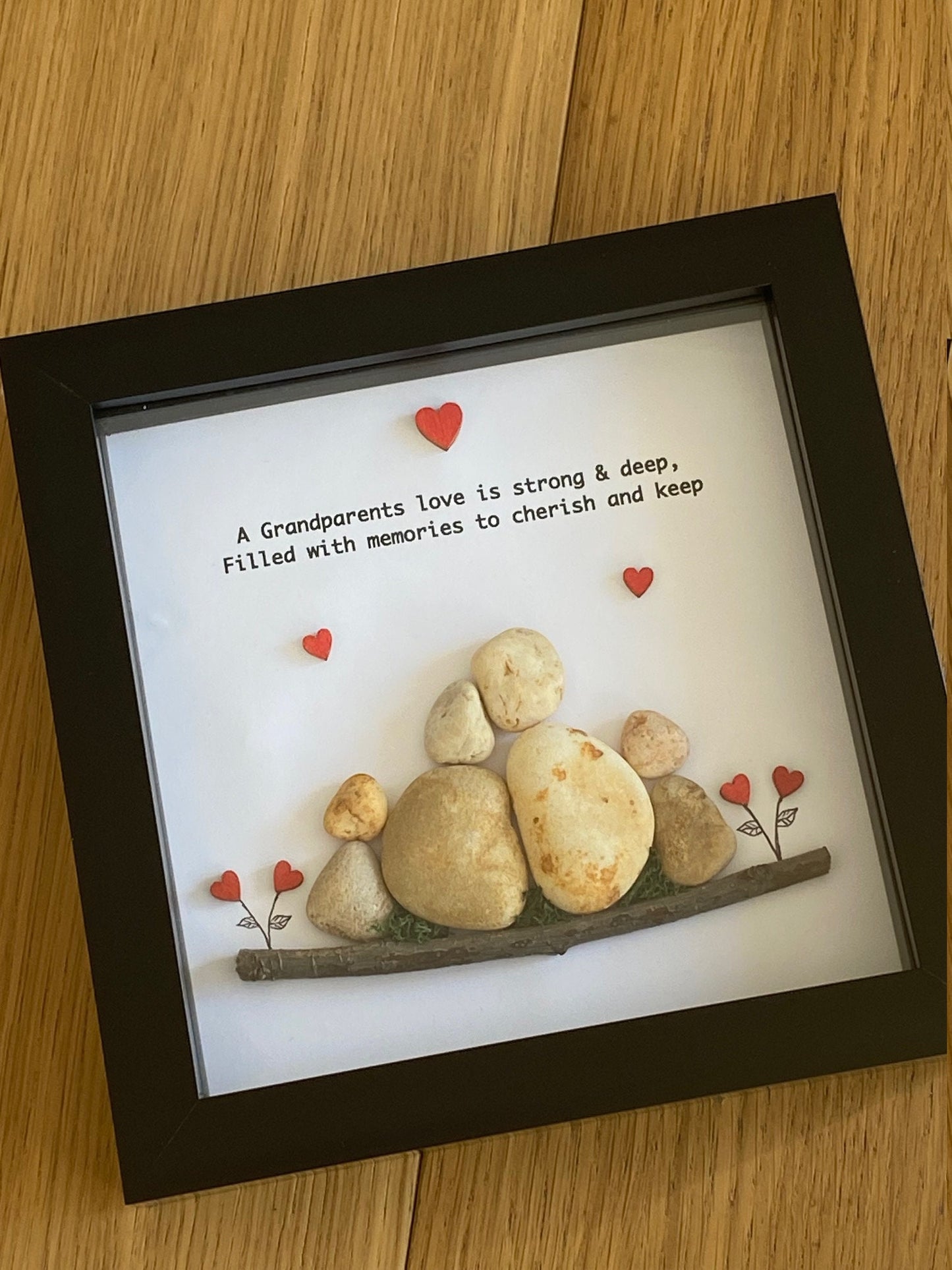 Grandparents Pebble Artwork Gift, Unique Gift for the Grandparents, Pebble Art Gift for Granny and Grandpa, Personalised Gift