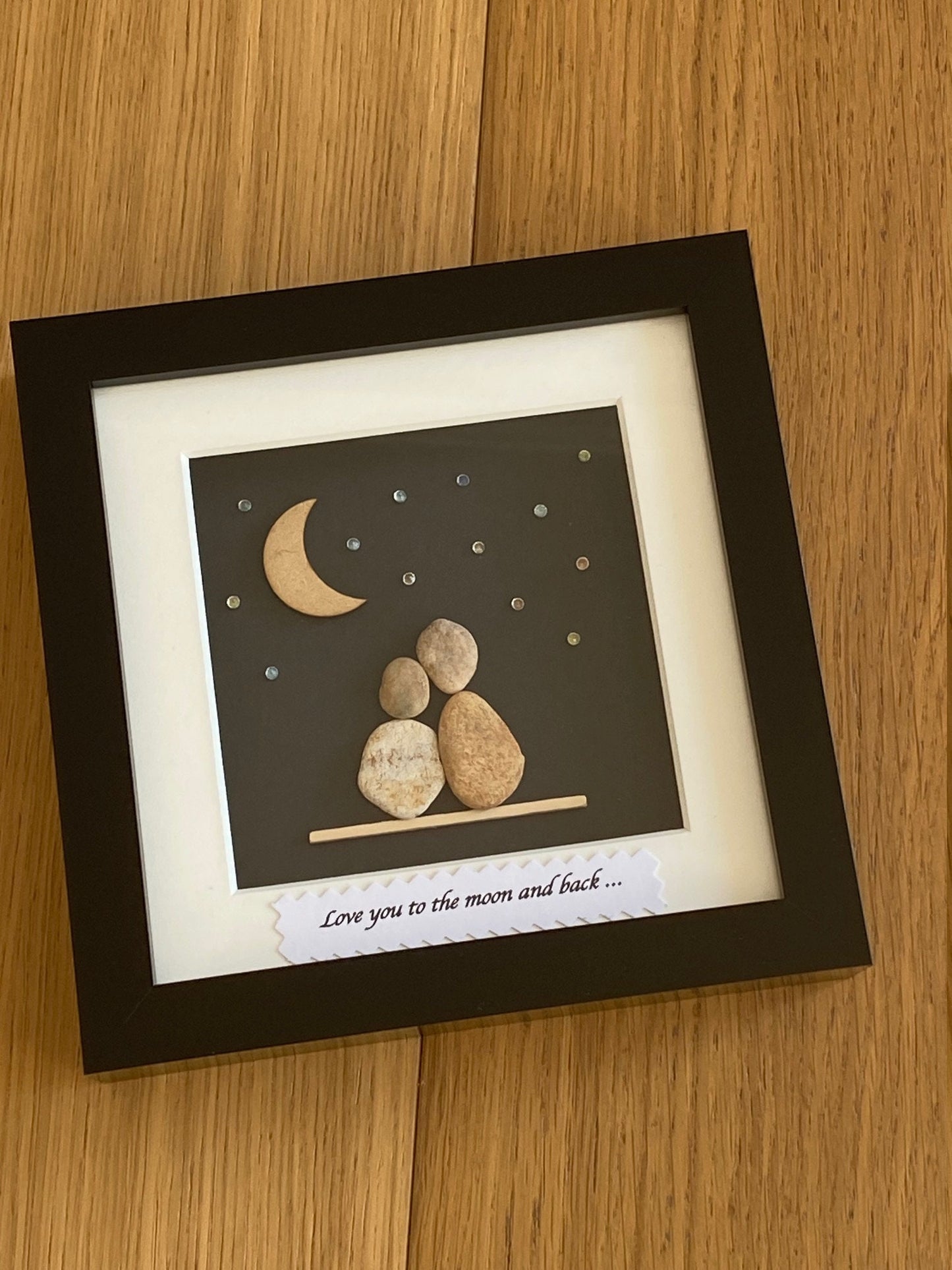 Personalised Valentines Pebble Picture, Love you to the moon Pebble Gift, Pebble Art for Wife, Unique Pebble Picture for Husband