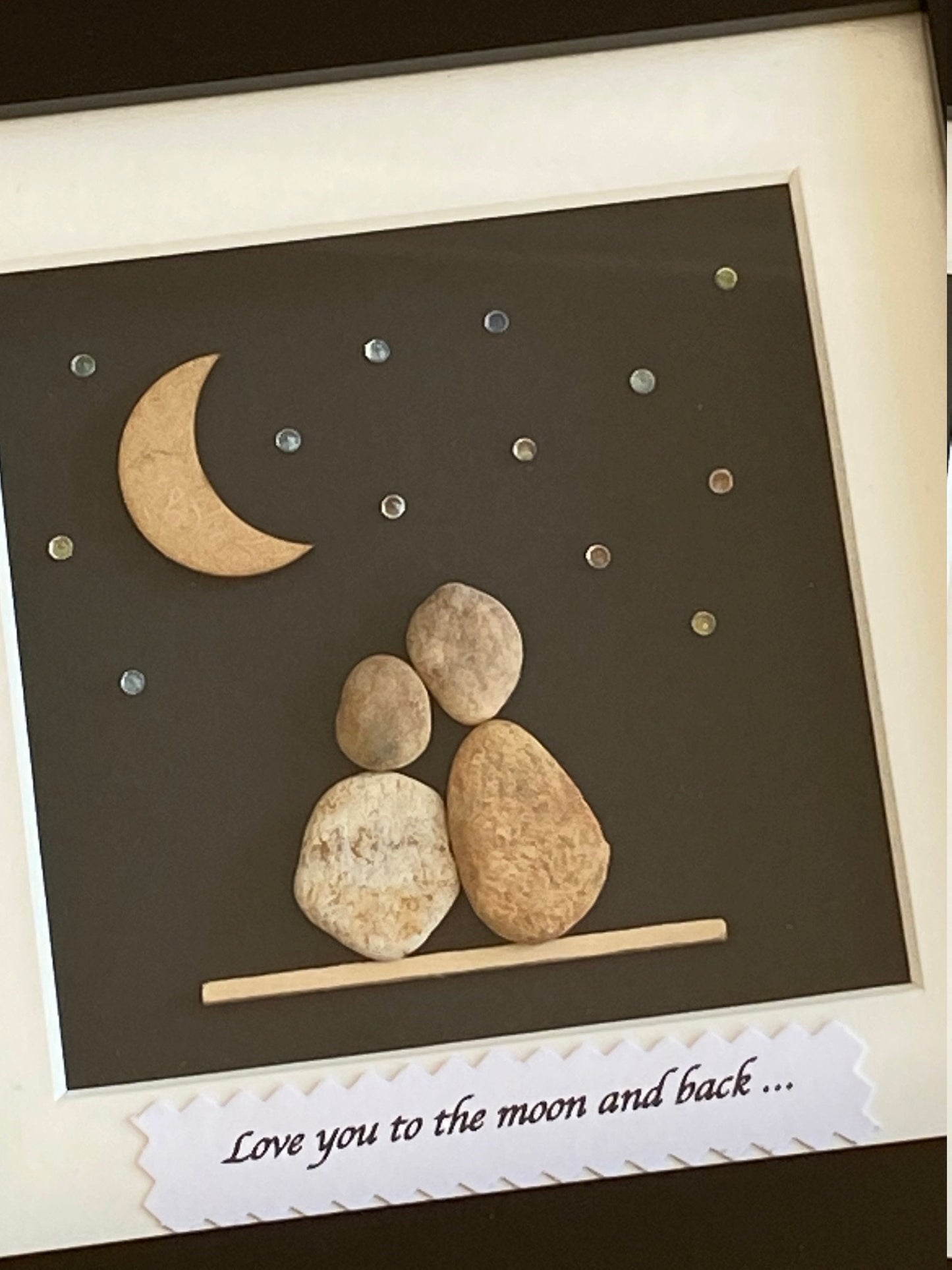Personalised Valentines Pebble Picture, Love you to the moon Pebble Gift, Pebble Art for Wife, Unique Pebble Picture for Husband
