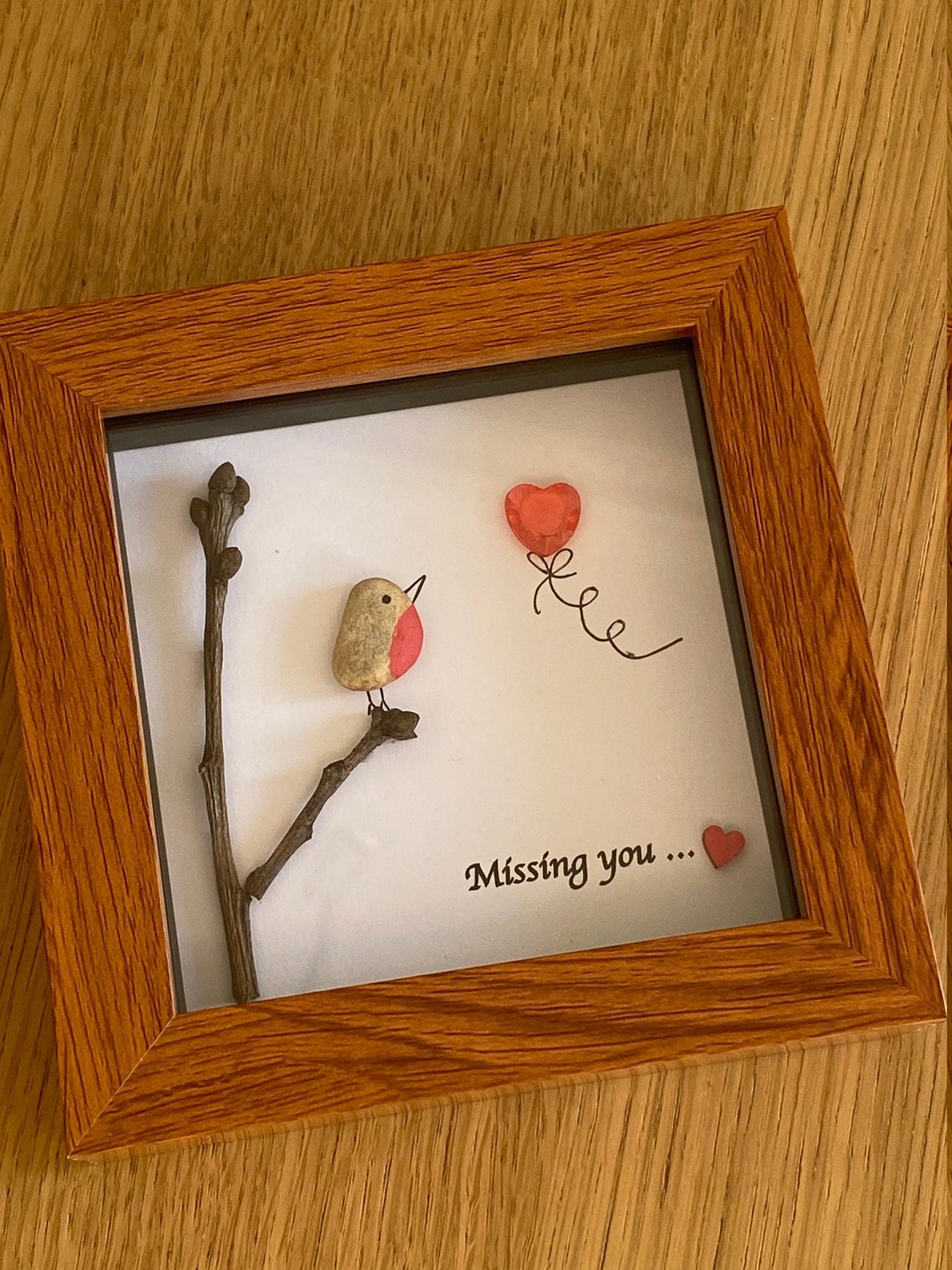 Missing You Pebble Frame, Thinking of You Gift, I miss you picture, Far away friend gift, Valentine's Day Gift,