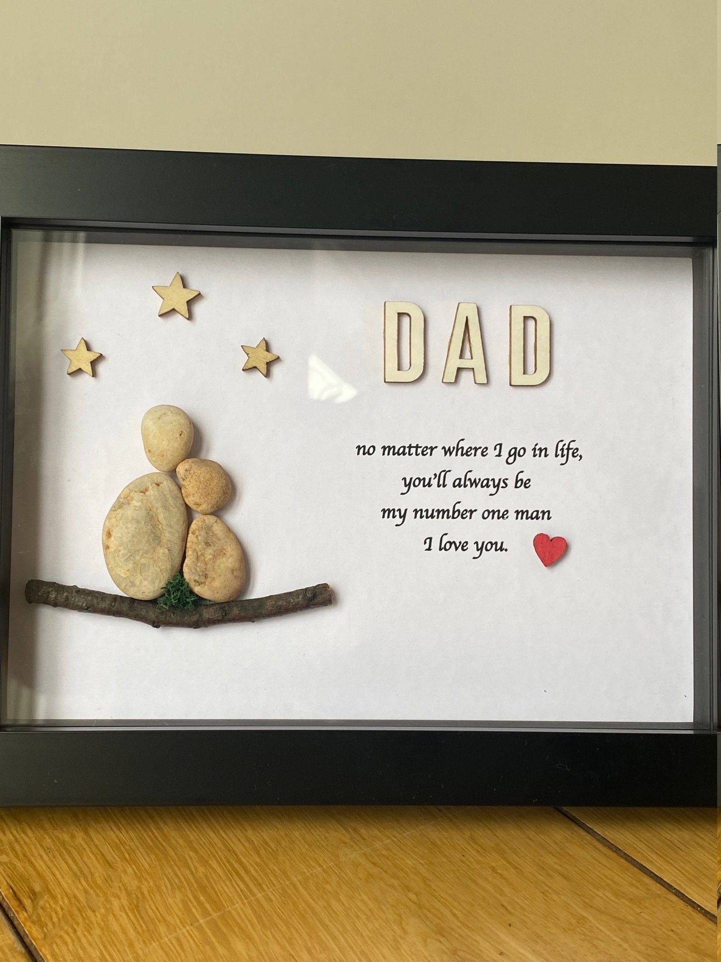 Personalised Father's Day Pebble Picture, Unique Birthday Gift for Dad, Pebble Art for Dad, Dad's Birthday Gift, Father's Day Pebble Artwork