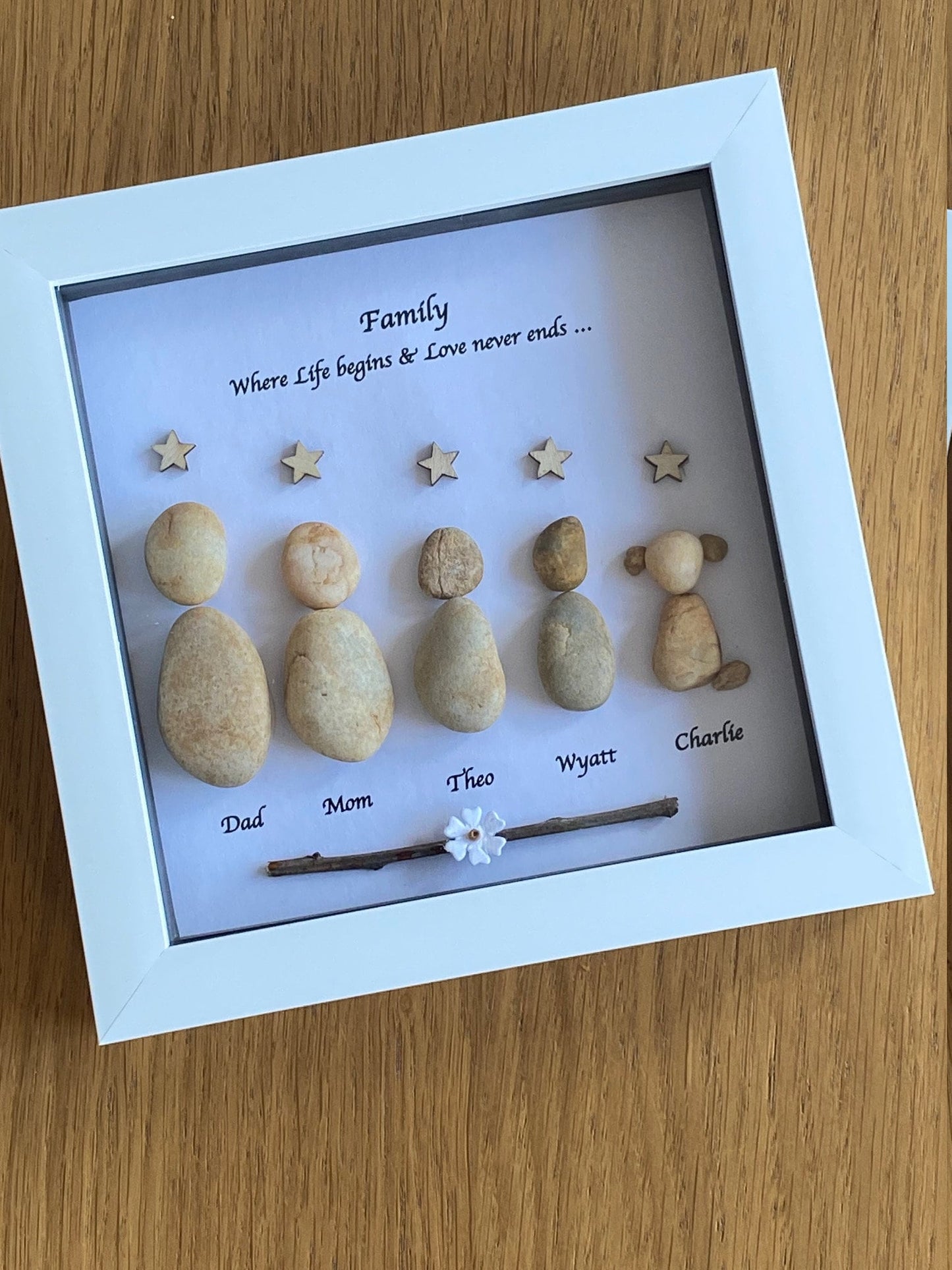 Personalised Family Pebble Picture, Unique Christmas Family Gift, Personalised Family Gift for Mum, Father's Day Handmade Gift, Gift for Mum