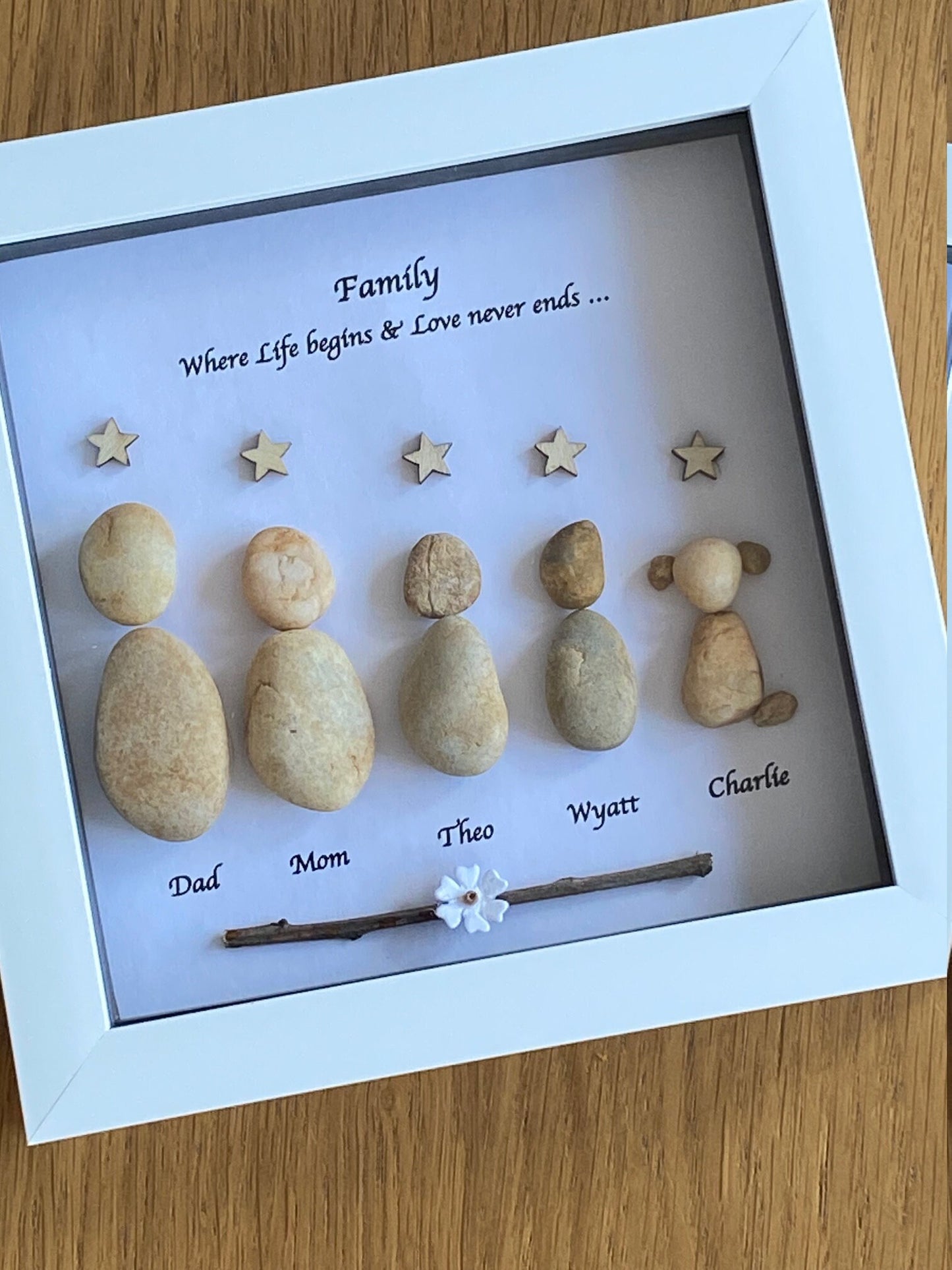 Personalised Family Pebble Picture, Unique Christmas Family Gift, Personalised Family Gift for Mum, Father's Day Handmade Gift, Gift for Mum