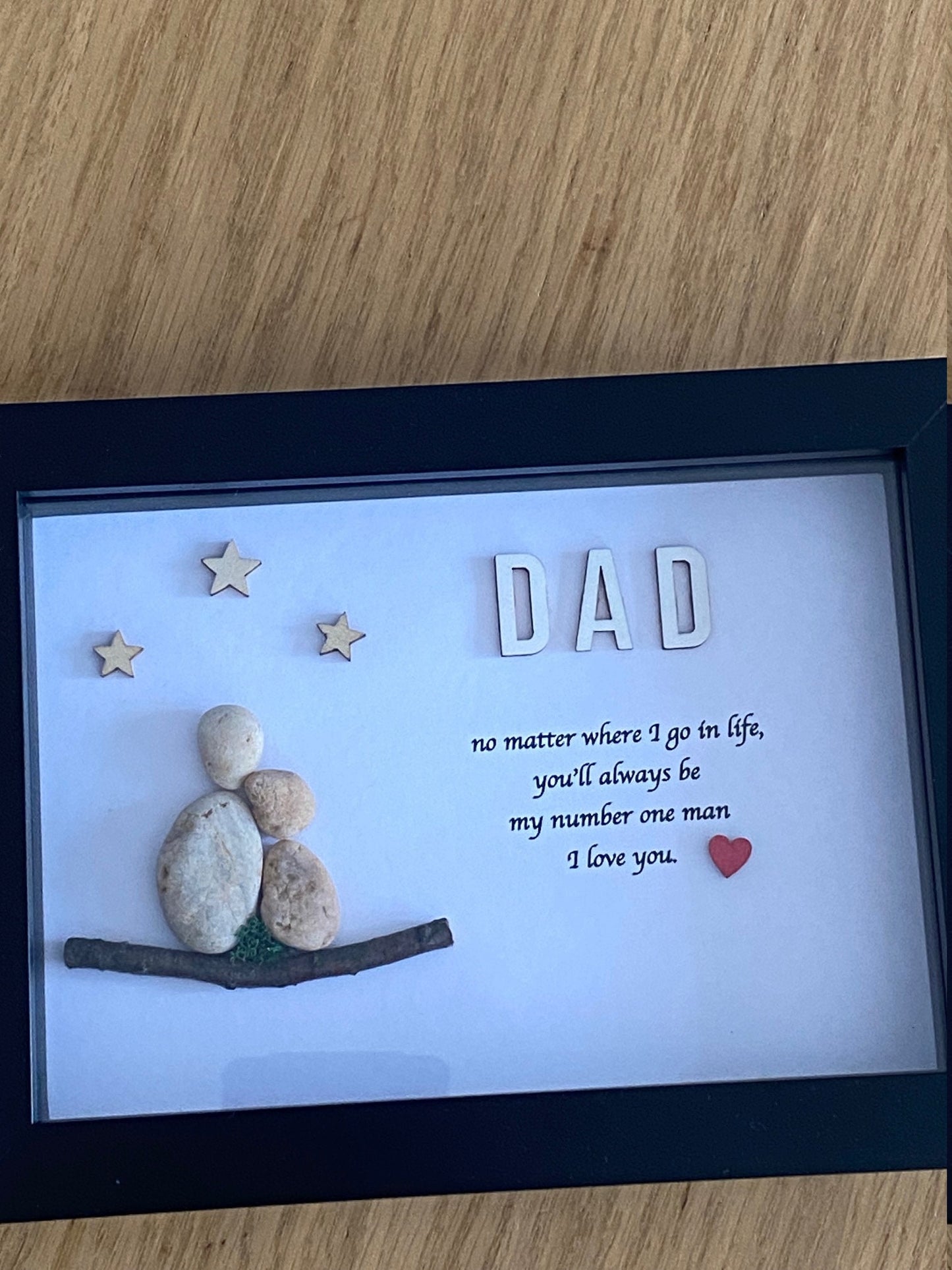 Personalised Father's Day Pebble Picture, Unique Birthday Gift for Dad, Pebble Art for Dad, Dad's Birthday Gift, Father's Day Pebble Artwork