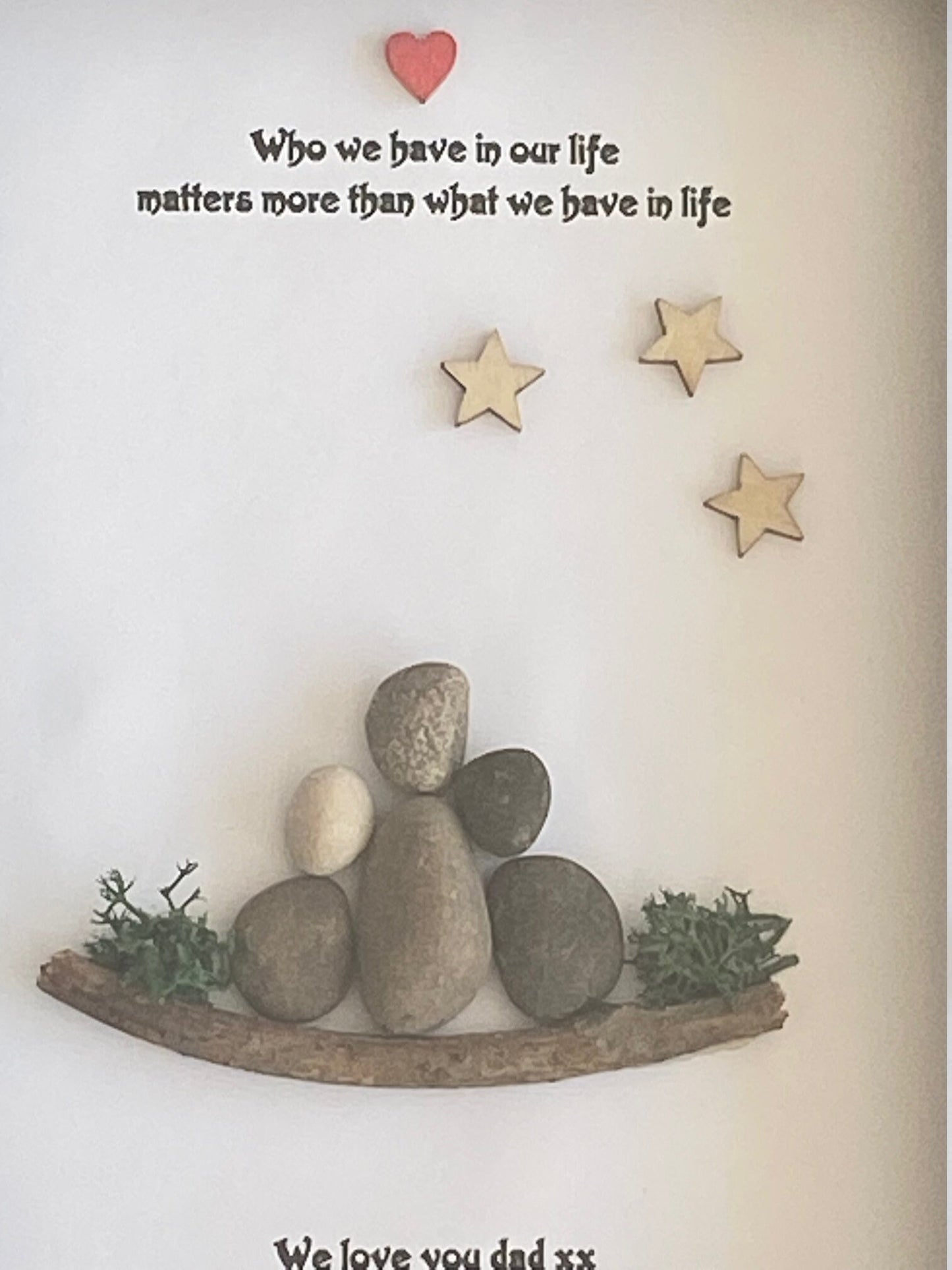 Personalised Father's Day Pebble Picture, Unique Pebble Picture for Dad, Birthday Gift for Daddy, Handmade Gift for Daddy, Pebble Art