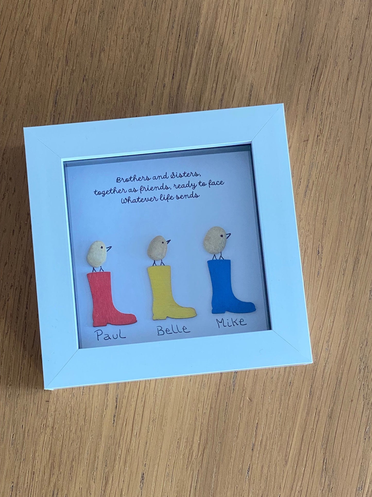 Brothers and Sisters Pebble Frame, Handmade Gift for Sister, Handmade Gift for Brother, Personalised Family Gift, Sisters & Brothers Gift