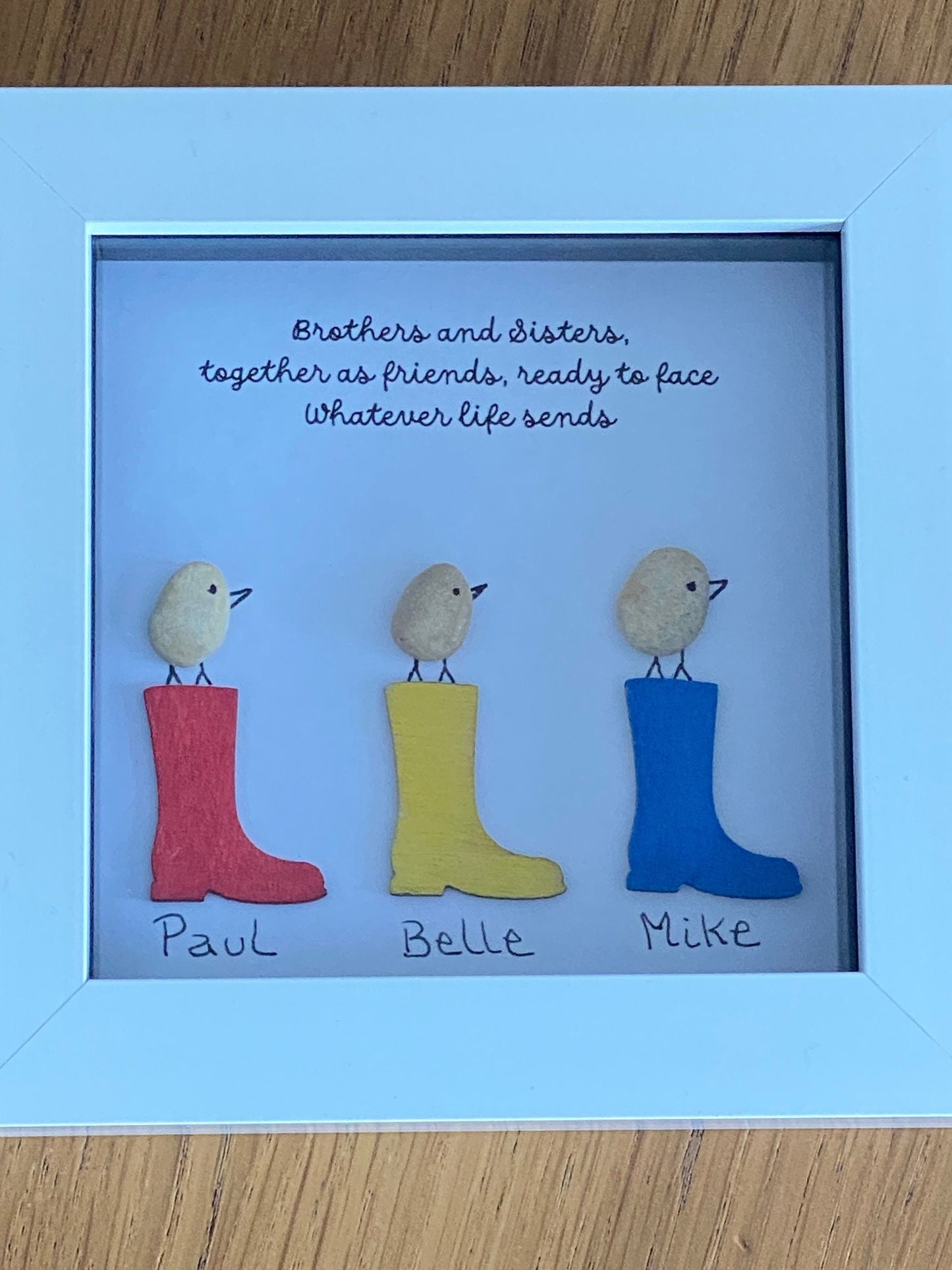 Brothers and Sisters Pebble Frame, Handmade Gift for Sister, Handmade Gift for Brother, Personalised Family Gift, Sisters & Brothers Gift