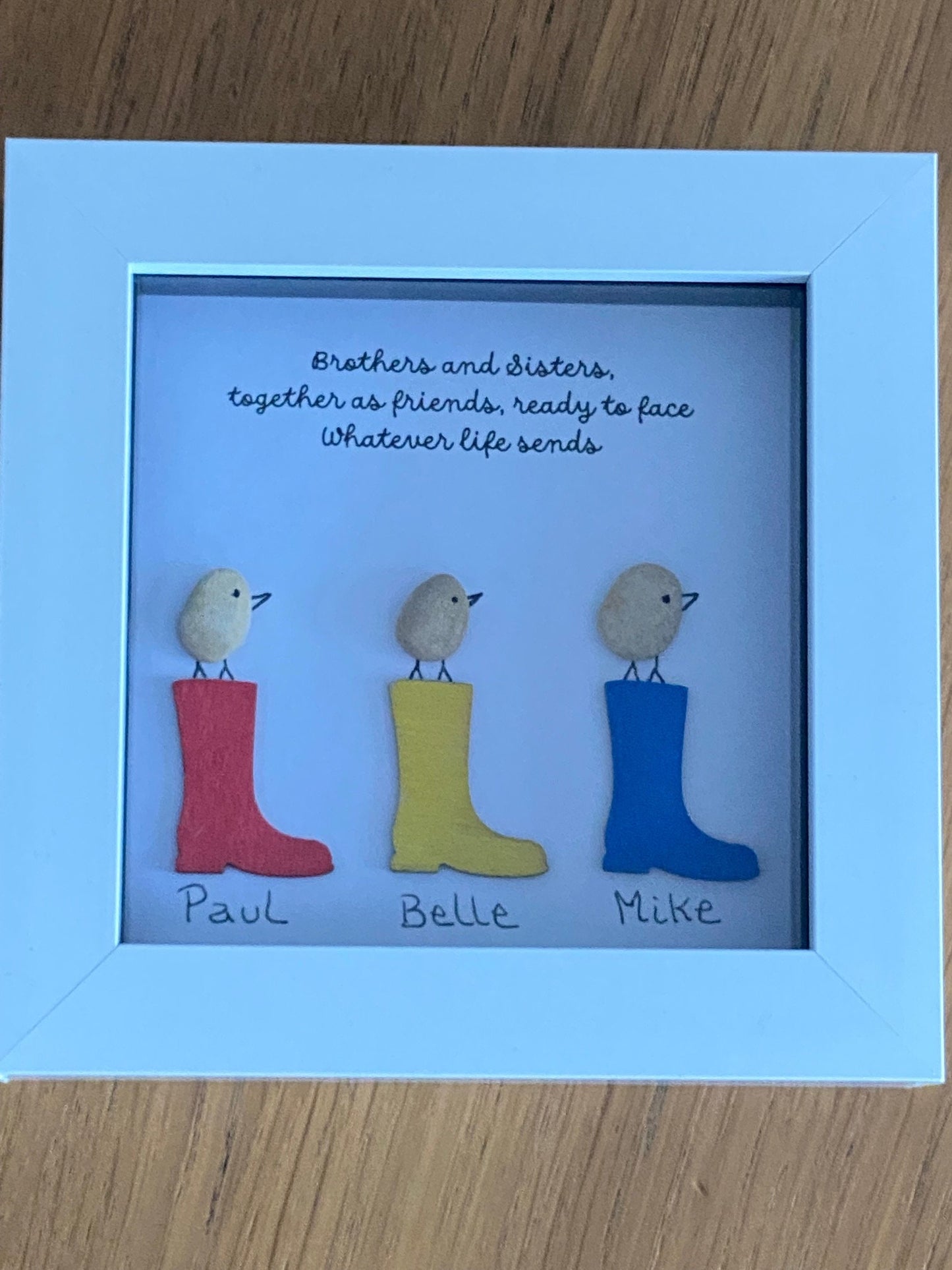 Brothers and Sisters Pebble Frame, Handmade Gift for Sister, Handmade Gift for Brother, Personalised Family Gift, Sisters & Brothers Gift