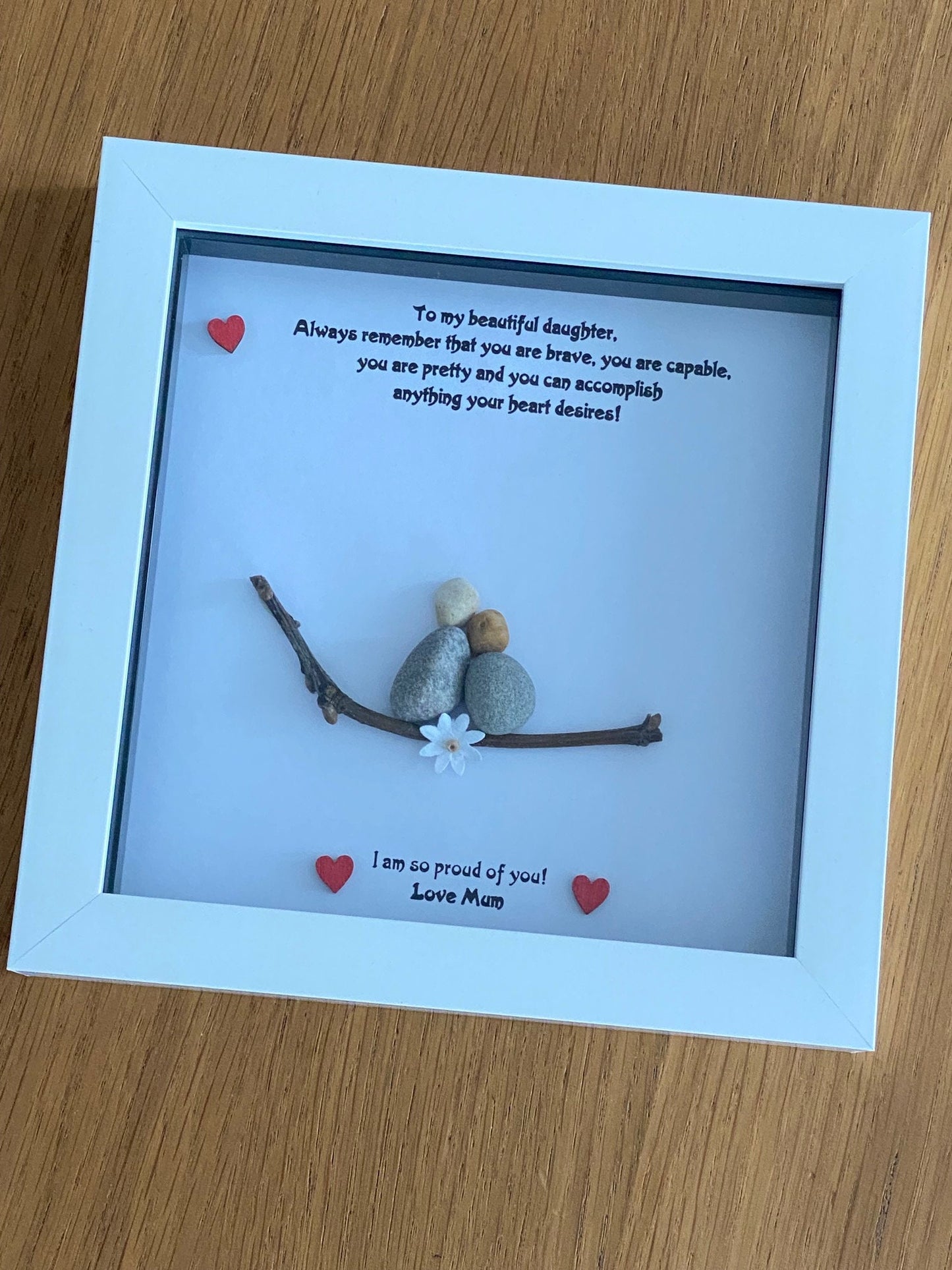 Personalised Family Mother & Daughter Pebble Picture, Personalised Pebble Picture for Daughter, Daughter Pebble Art, Mother's Birthday Gift