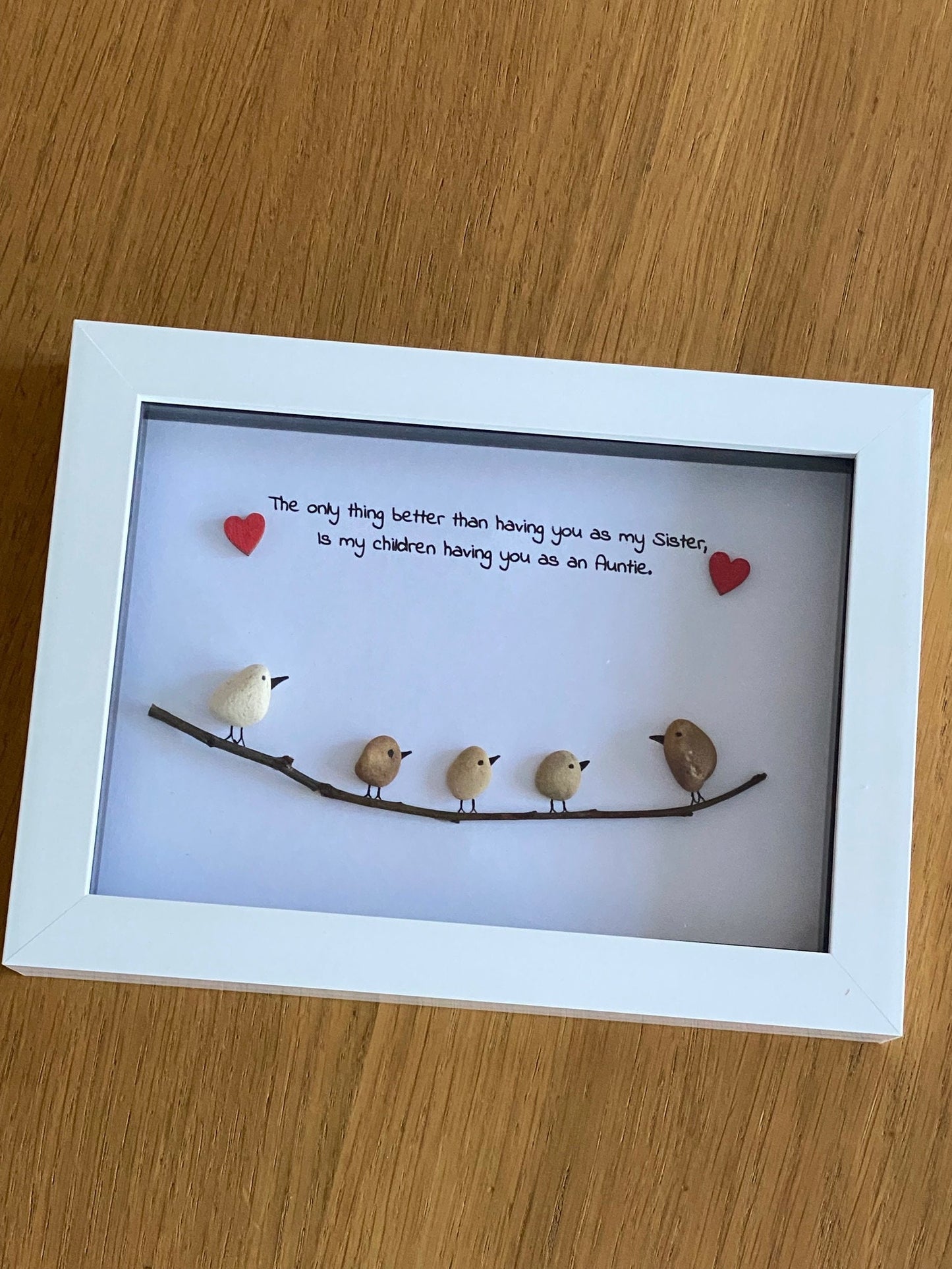 Personalised Aunt & Sister Pebble Picture, Personalised Aunt Gift, Personalised Sister Gift, Pebble Artwork Gift for Aunt, Sister Xmas Gift