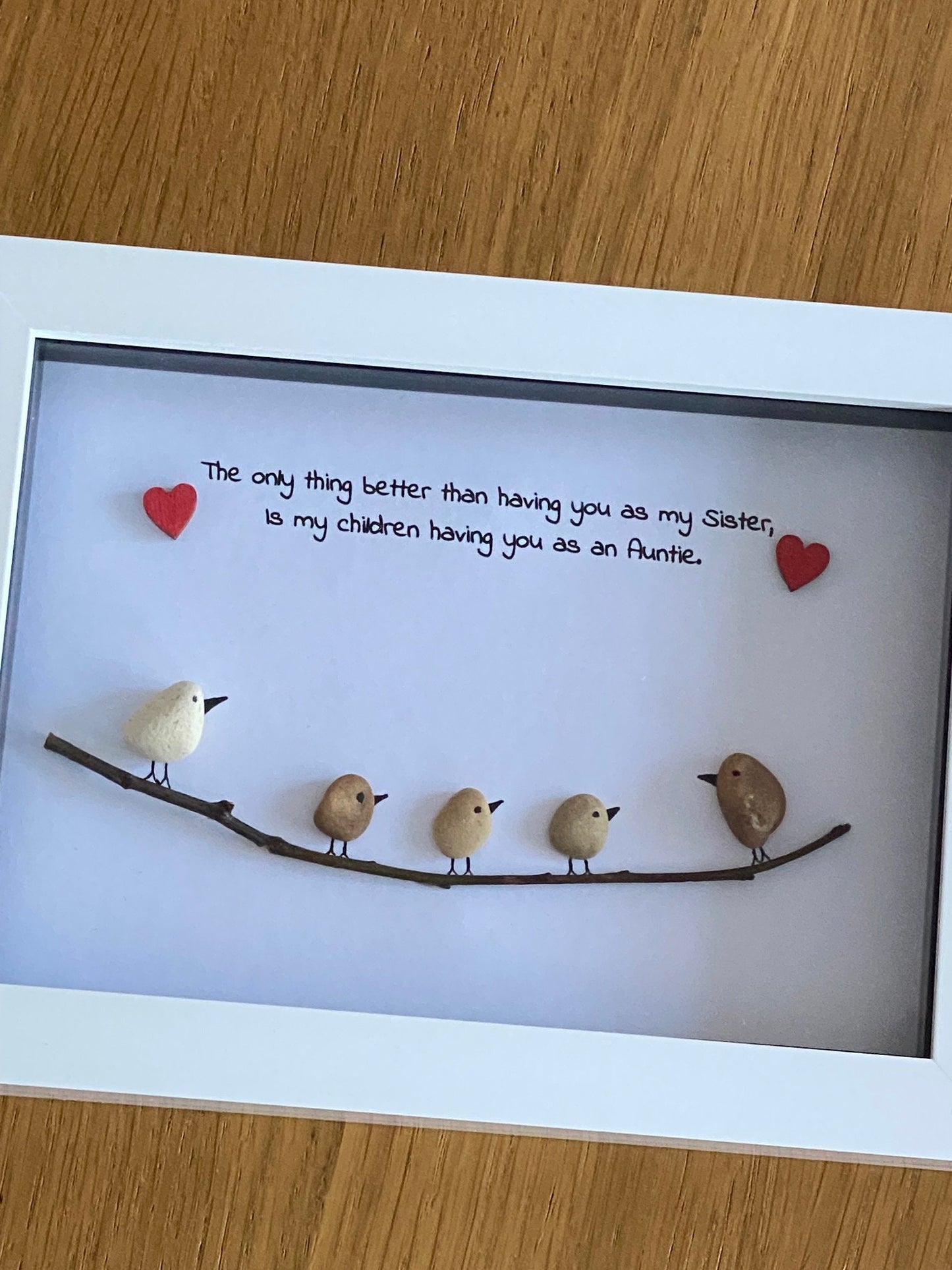 Personalised Aunt & Sister Pebble Picture, Personalised Aunt Gift, Personalised Sister Gift, Pebble Artwork Gift for Aunt, Sister Xmas Gift