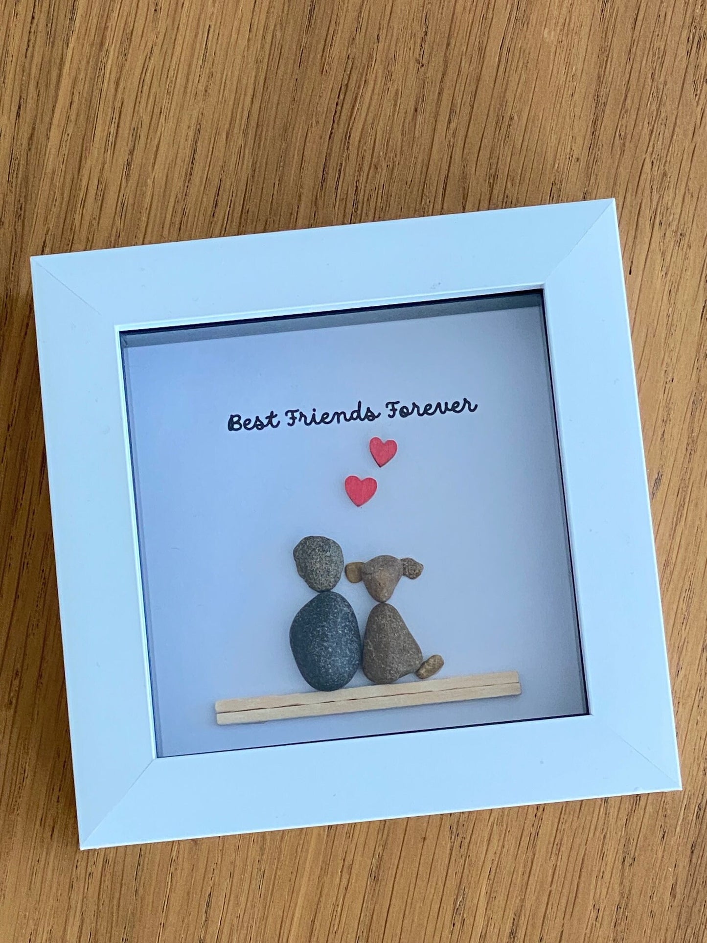 Boy and Dog Pebble Picture, Best Friends Forever Gift, Dog Remembrance Gift, Dog Lover Christmas Gift, Dog Pebble Picture