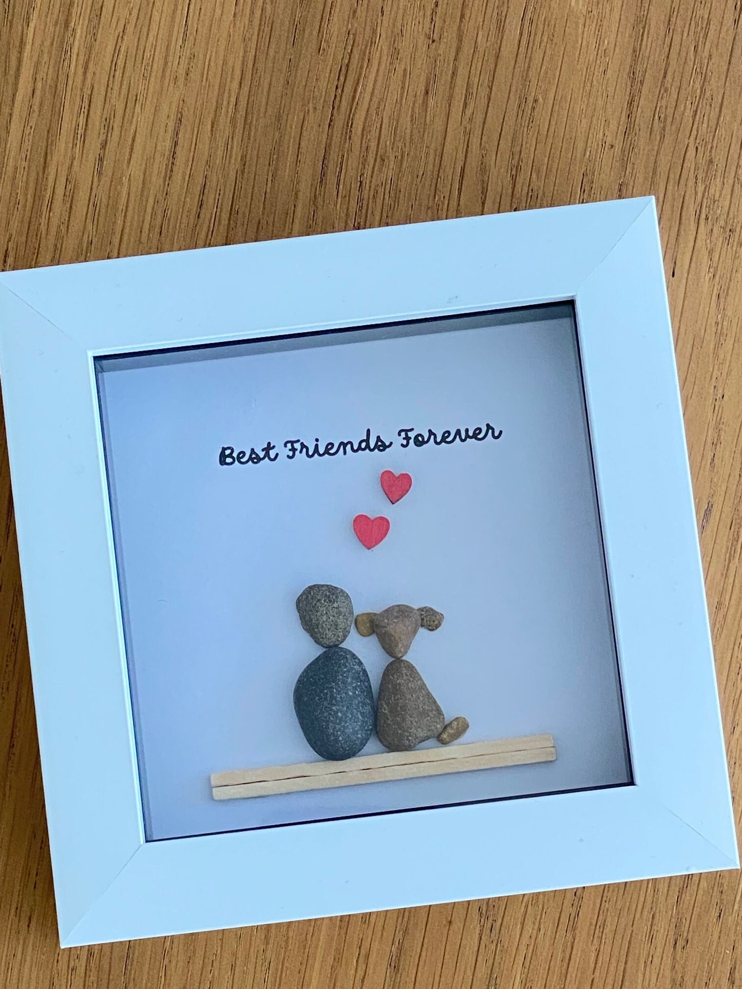 Boy and Dog Pebble Picture, Best Friends Forever Gift, Dog Remembrance Gift, Dog Lover Christmas Gift, Dog Pebble Picture