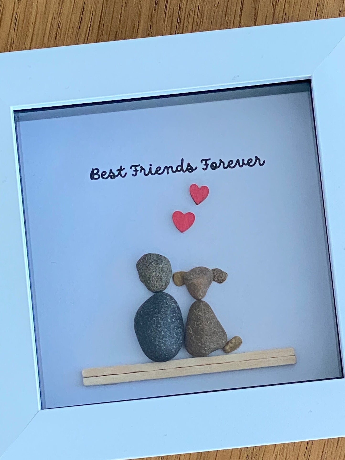 Boy and Dog Pebble Picture, Best Friends Forever Gift, Dog Remembrance Gift, Dog Lover Christmas Gift, Dog Pebble Picture