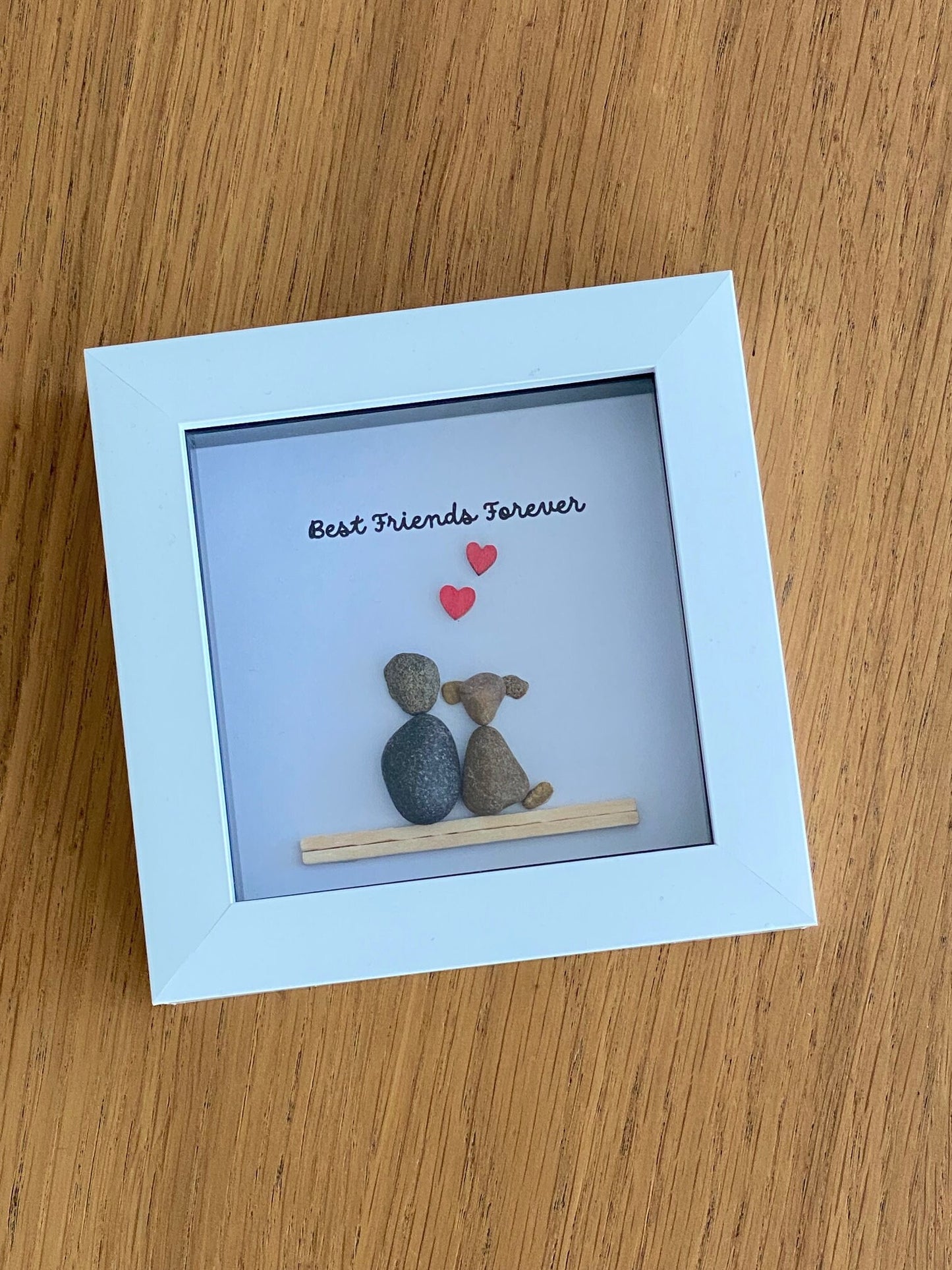 Boy and Dog Pebble Picture, Best Friends Forever Gift, Dog Remembrance Gift, Dog Lover Christmas Gift, Dog Pebble Picture