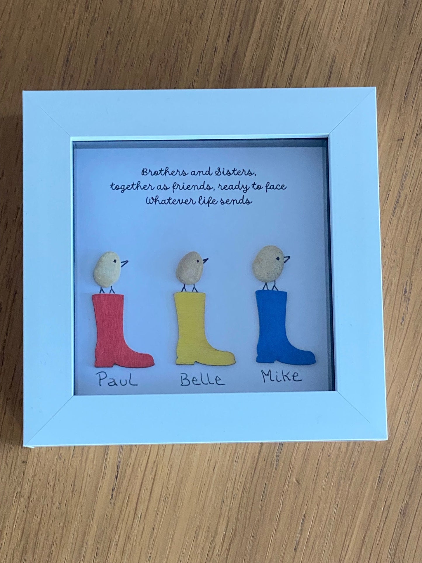 Brothers and Sisters Pebble Frame, Handmade Gift for Sister, Handmade Gift for Brother, Personalised Family Gift, Sisters & Brothers Gift