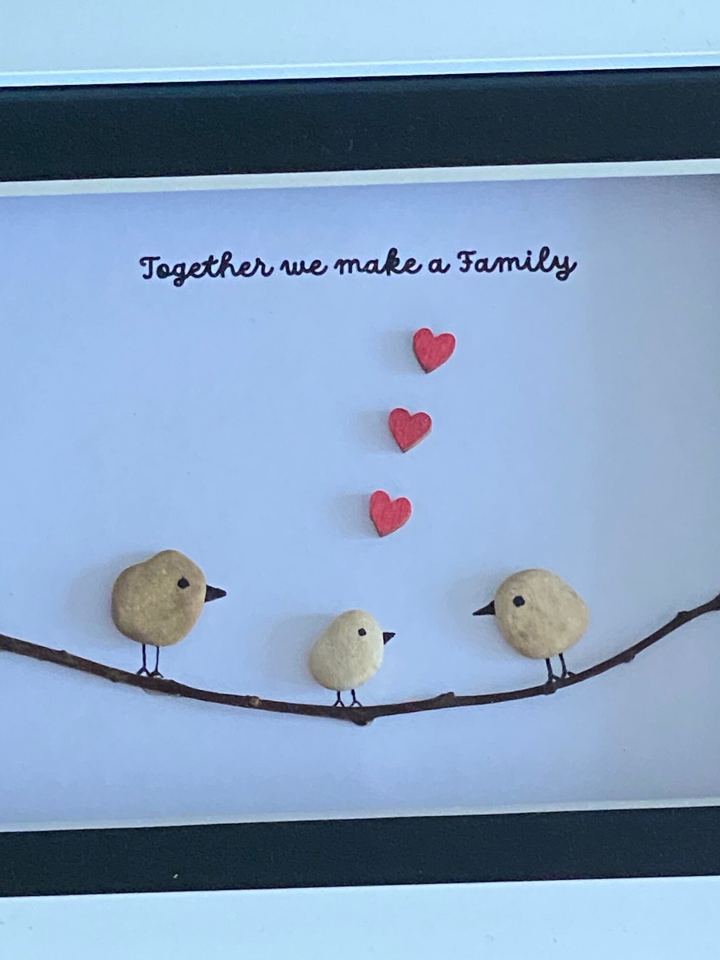 Personalised Family Pebble Picture - Family of Three Pebble Art - Handmade Family Gift for Mum - Personalised Picture for New Parent