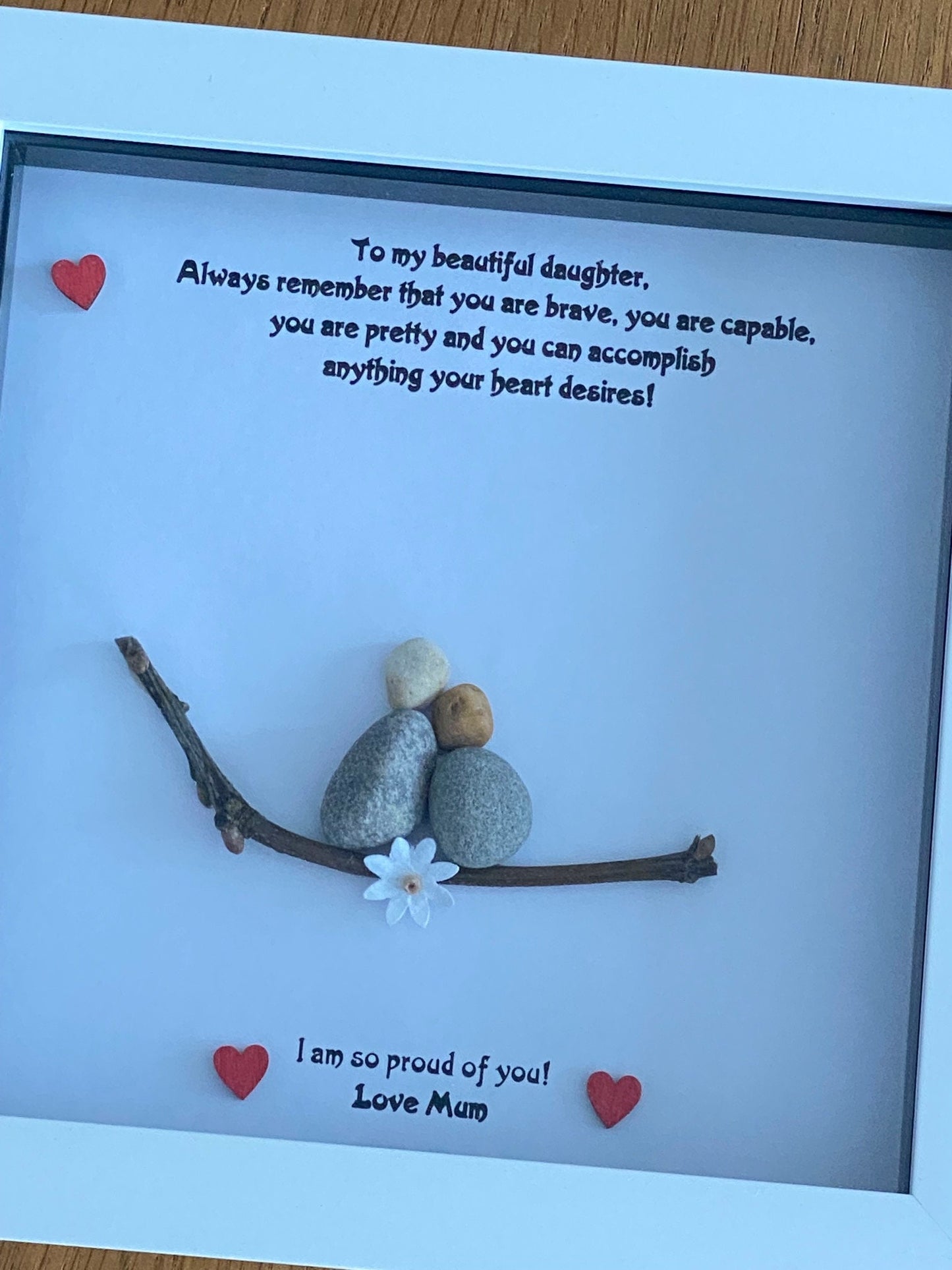 Personalised Family Mother & Daughter Pebble Picture, Personalised Pebble Picture for Daughter, Daughter Pebble Art, Mother's Birthday Gift