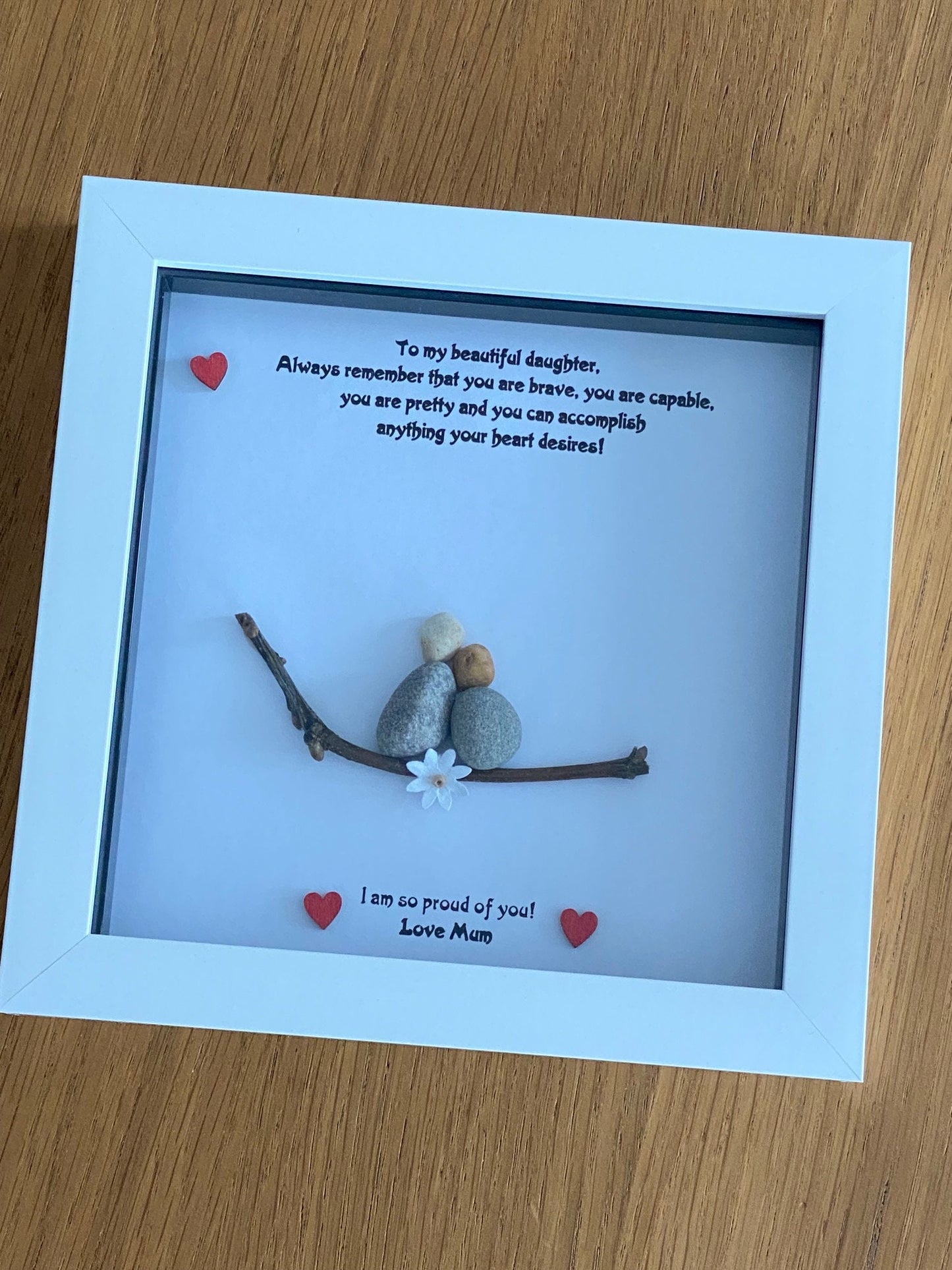 Personalised Family Mother & Daughter Pebble Picture, Personalised Pebble Picture for Daughter, Daughter Pebble Art, Mother's Birthday Gift