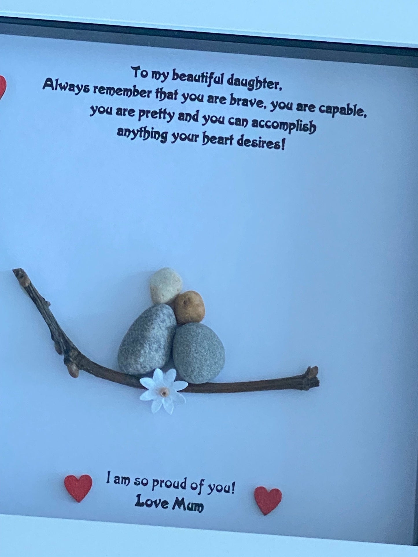 Personalised Family Mother & Daughter Pebble Picture, Personalised Pebble Picture for Daughter, Daughter Pebble Art, Mother's Birthday Gift