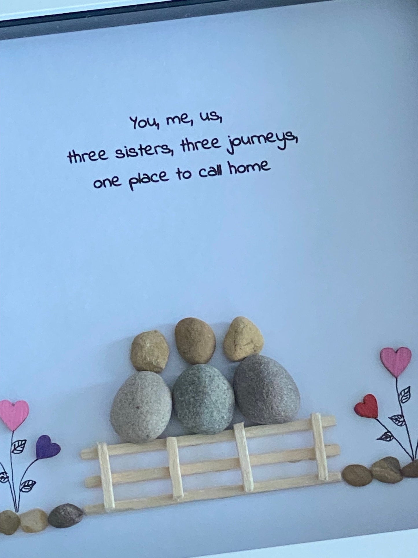 Personalised Family Sister Pebble Picture, Gift from Sister to Sister, Sister Pebble Gift, Birthday Gift for Sister, Xmas Gift for Sis