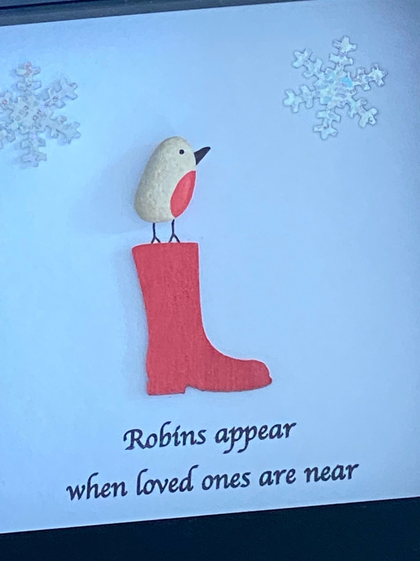 Robins Pebble Frame, Personalised Robin Gift, Christmas Gifts with Robins, Handmade xmas Gift, Pebble Artwork with Robins