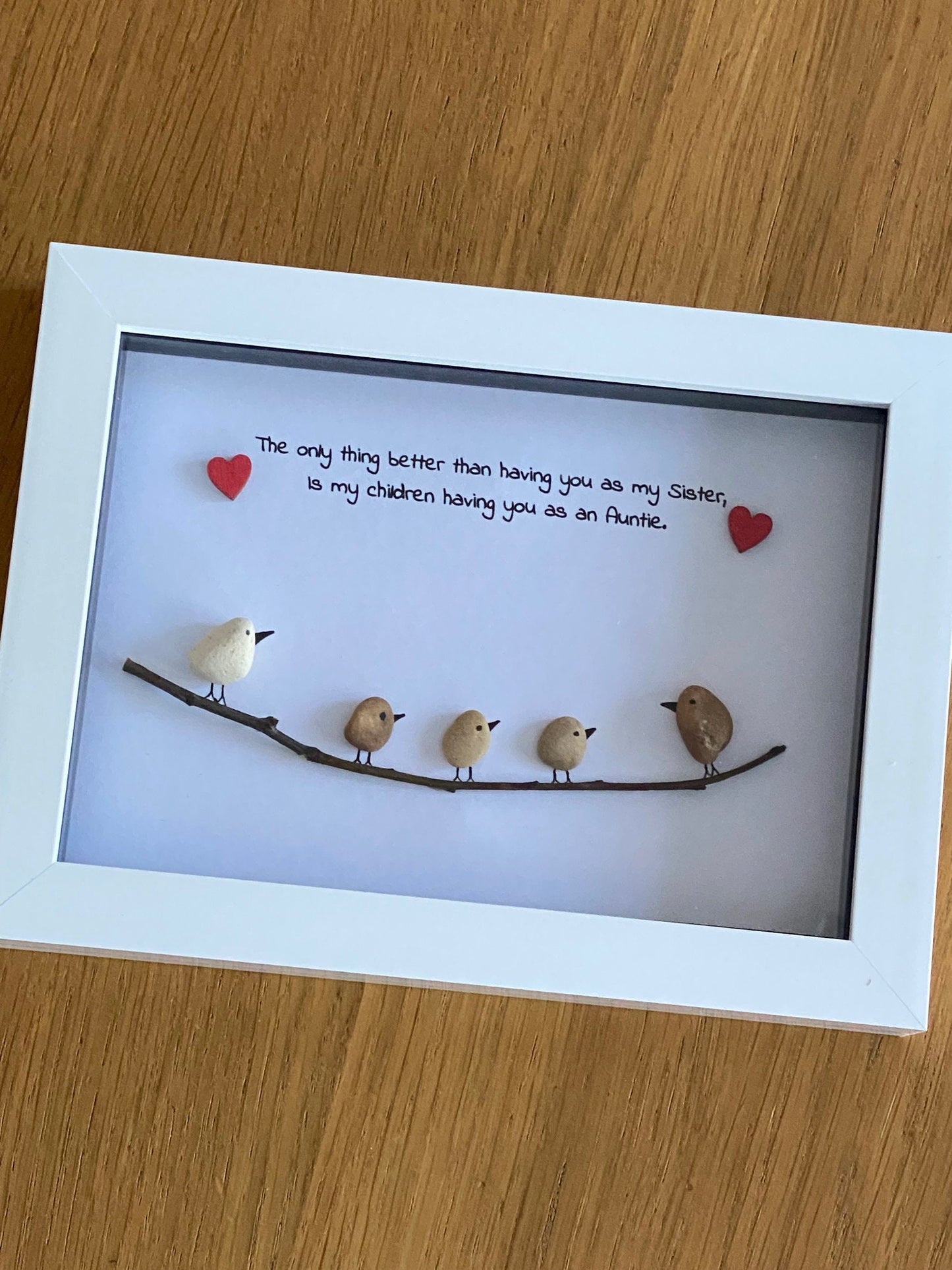 Personalised Aunt & Sister Pebble Picture, Personalised Aunt Gift, Personalised Sister Gift, Pebble Artwork Gift for Aunt, Sister Xmas Gift
