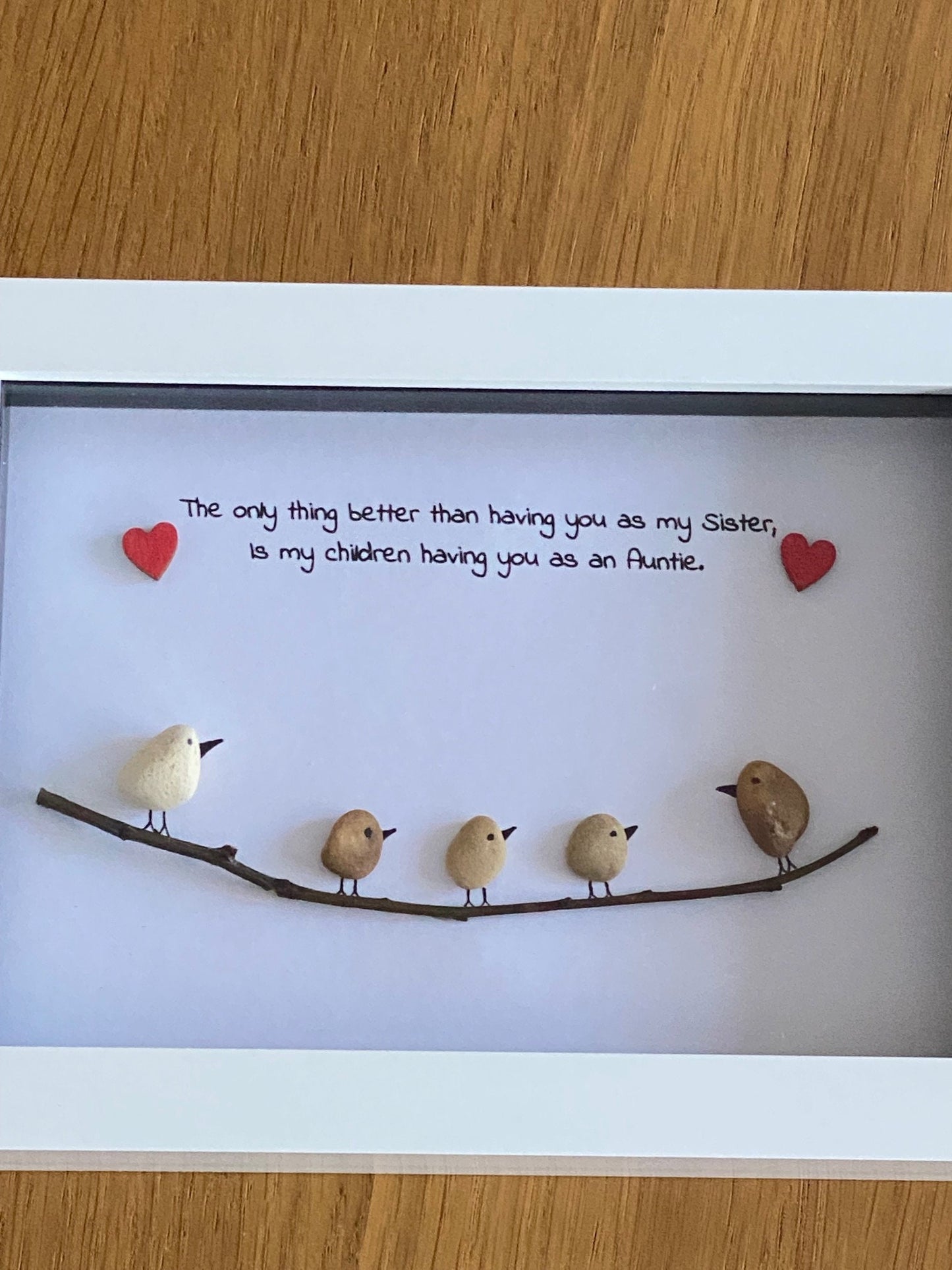 Personalised Aunt & Sister Pebble Picture, Personalised Aunt Gift, Personalised Sister Gift, Pebble Artwork Gift for Aunt, Sister Xmas Gift