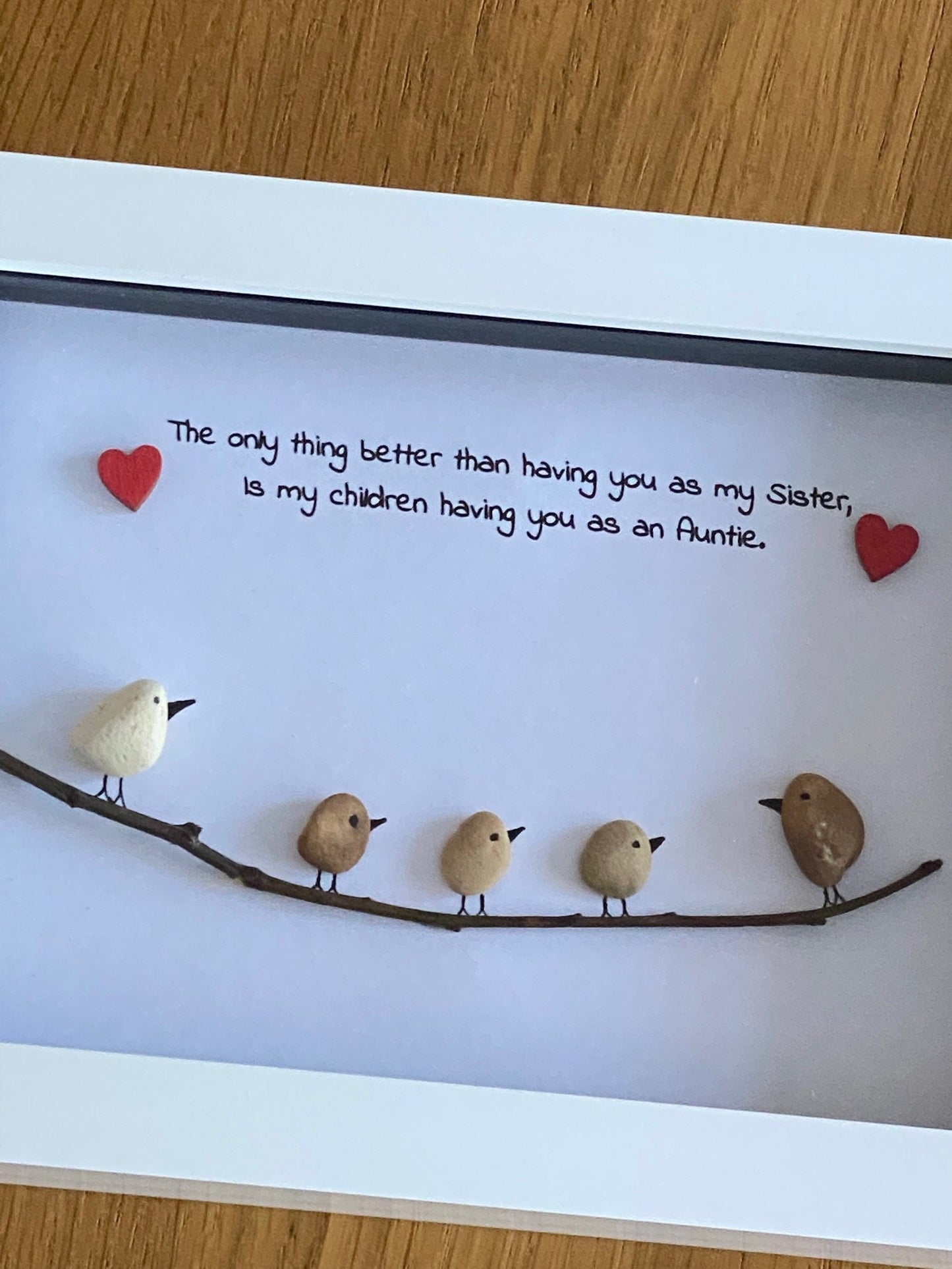 Personalised Aunt & Sister Pebble Picture, Personalised Aunt Gift, Personalised Sister Gift, Pebble Artwork Gift for Aunt, Sister Xmas Gift