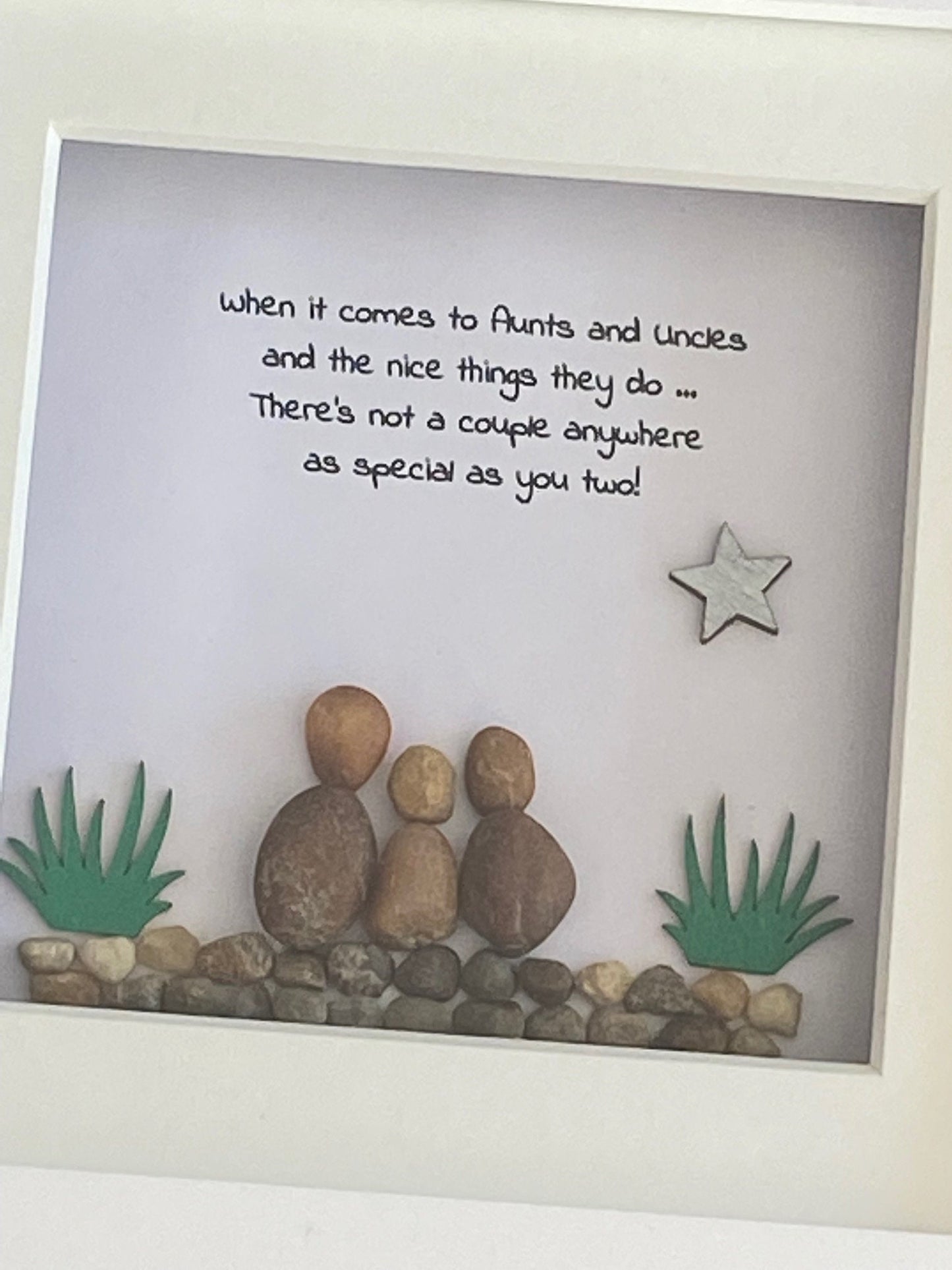 Uncle and Aunt Pebble Gift, Gift for Auntie, Personalised Pebble Frame for Uncle, Gifts for Uncles and Aunties
