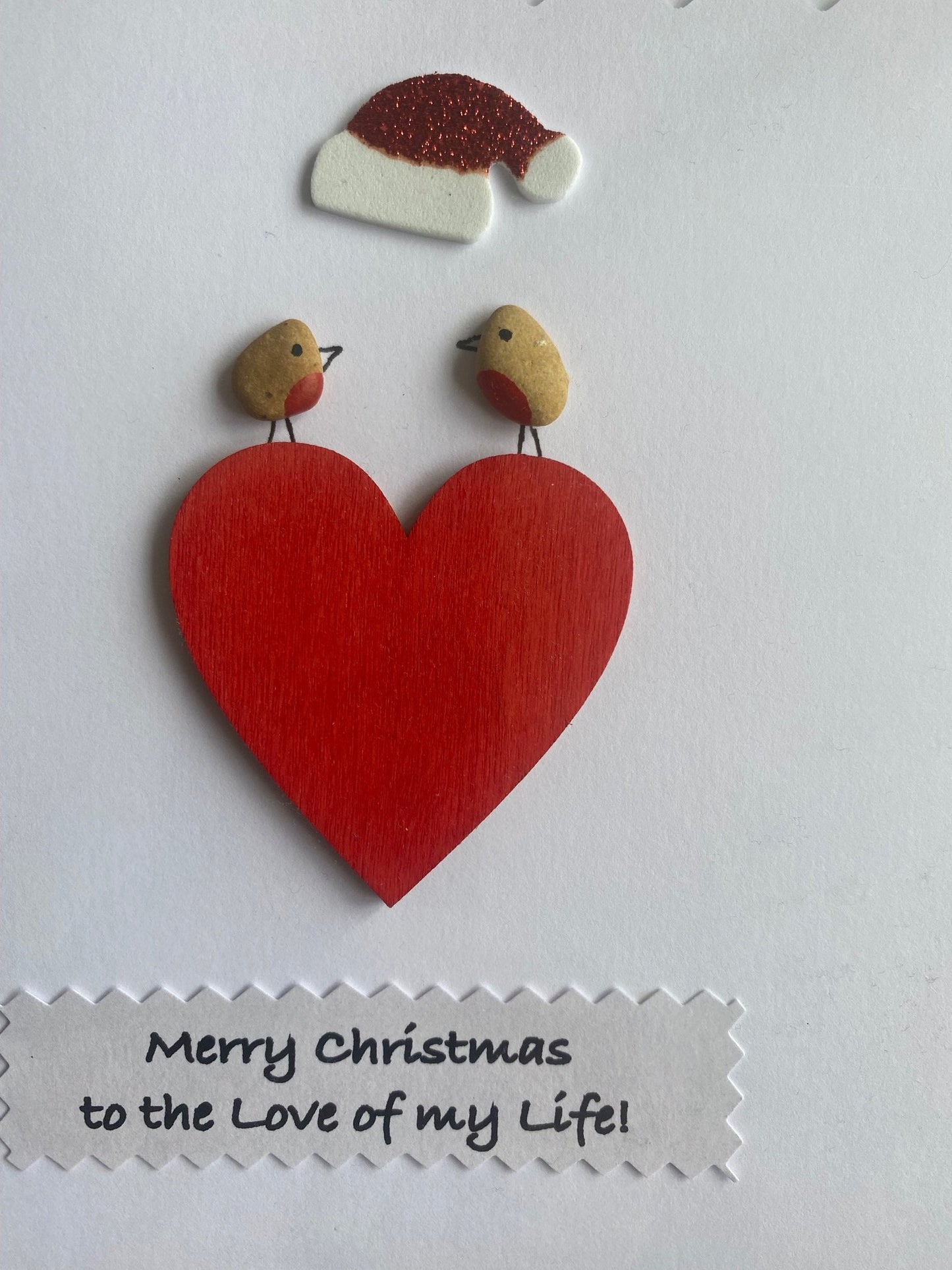 Christmas Card for Wifey, Christmas Card for Husband, Handmade Pebble Card for Christmas