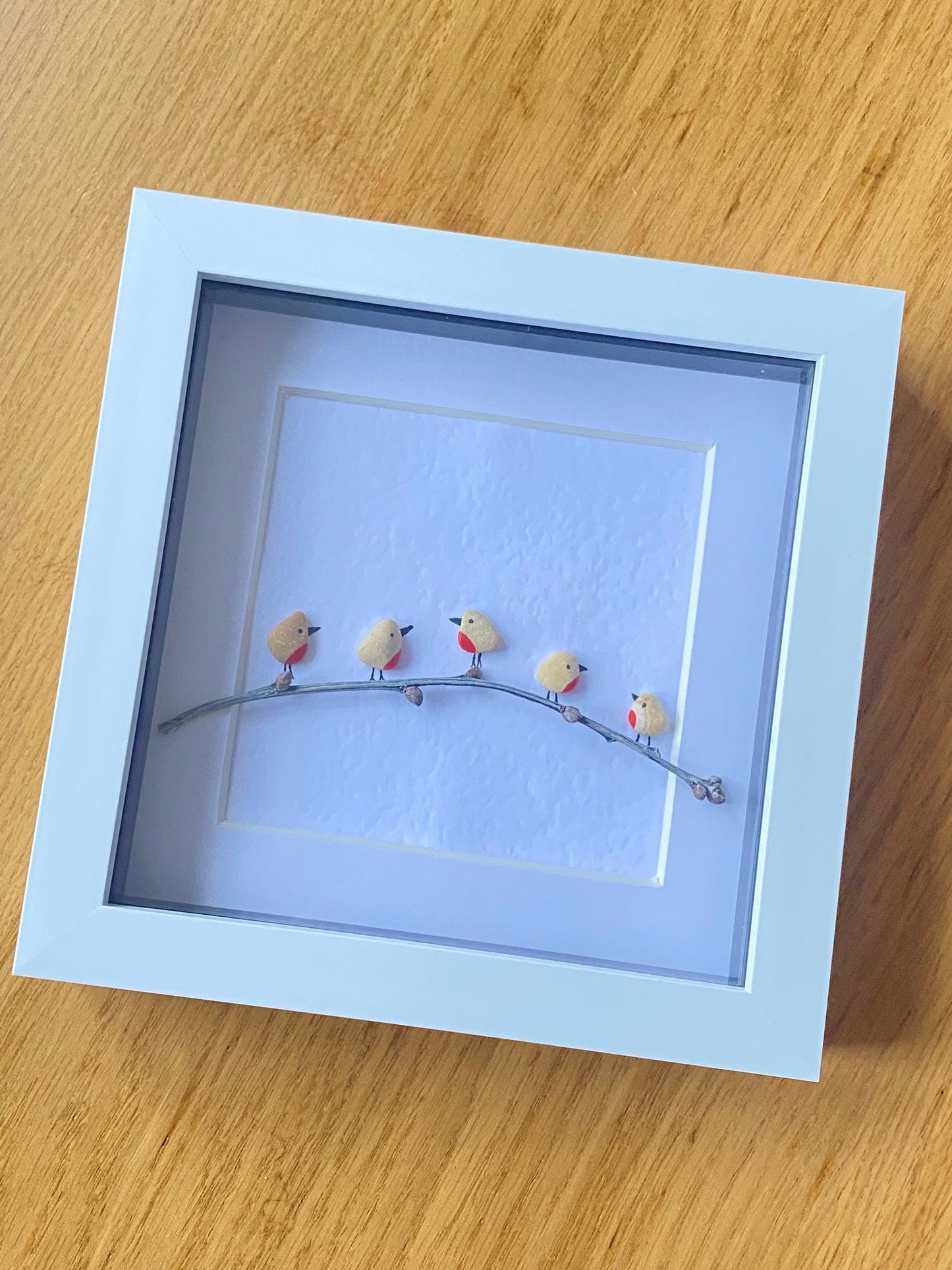Personalised Family Christmas Pebble Picture, Winter Robins Pebble Picture, Unique Family Christmas Gift, Family Christmas Gift for Mom