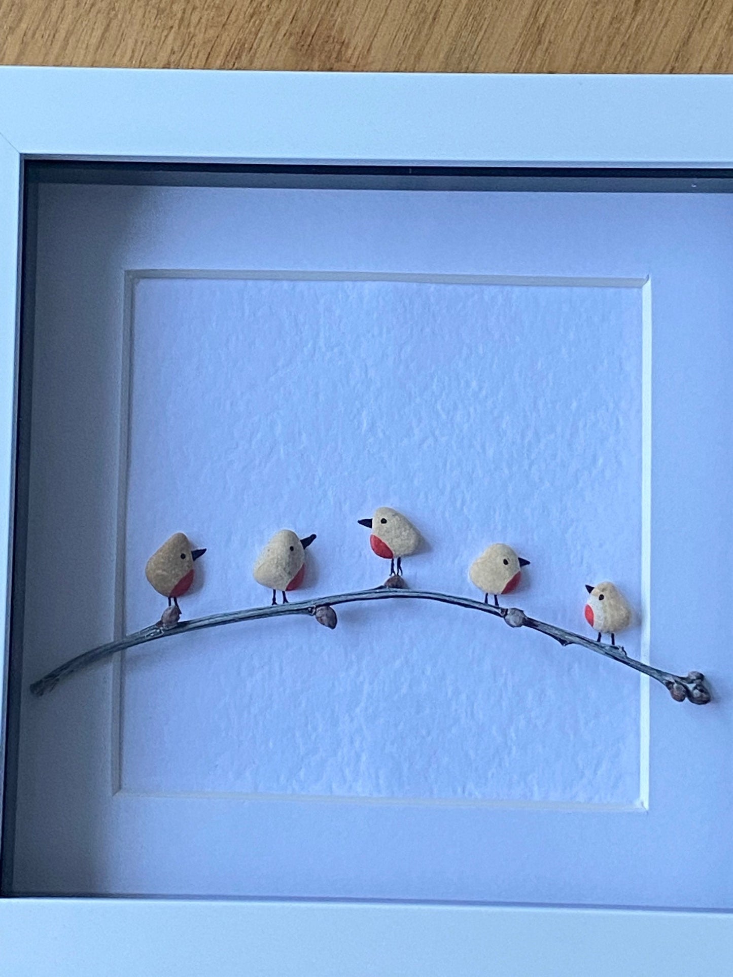 Personalised Family Christmas Pebble Picture, Winter Robins Pebble Picture, Unique Family Christmas Gift, Family Christmas Gift for Mom