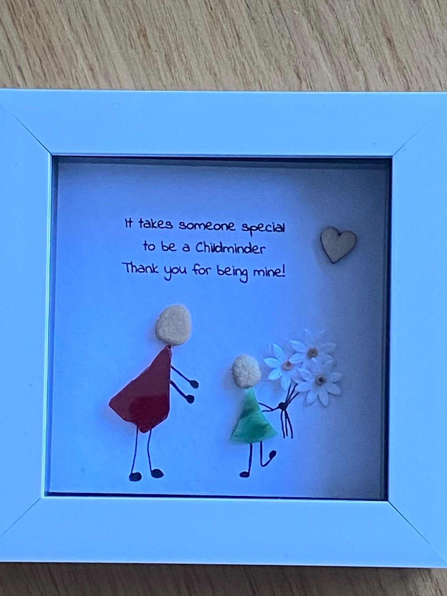 Personalised Childminder Pebble Picture, Unique Gift for Nanny, Pebble Picture for Teacher, Personalised Classroom Gift