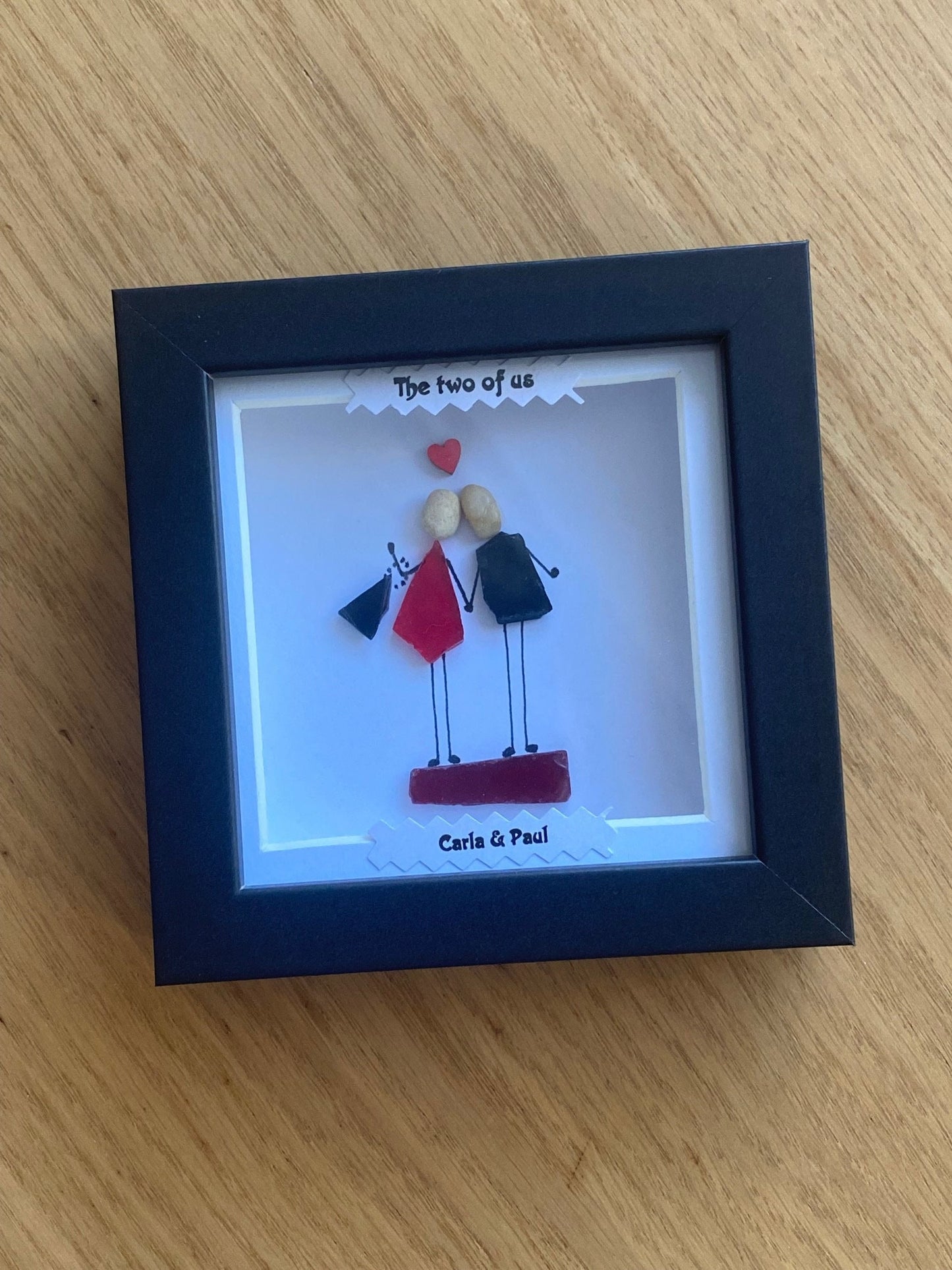 Personalised Couple Pebble Picture, Unique Valentine's Gift, Couple in Love Picture, Valentine Love Gift