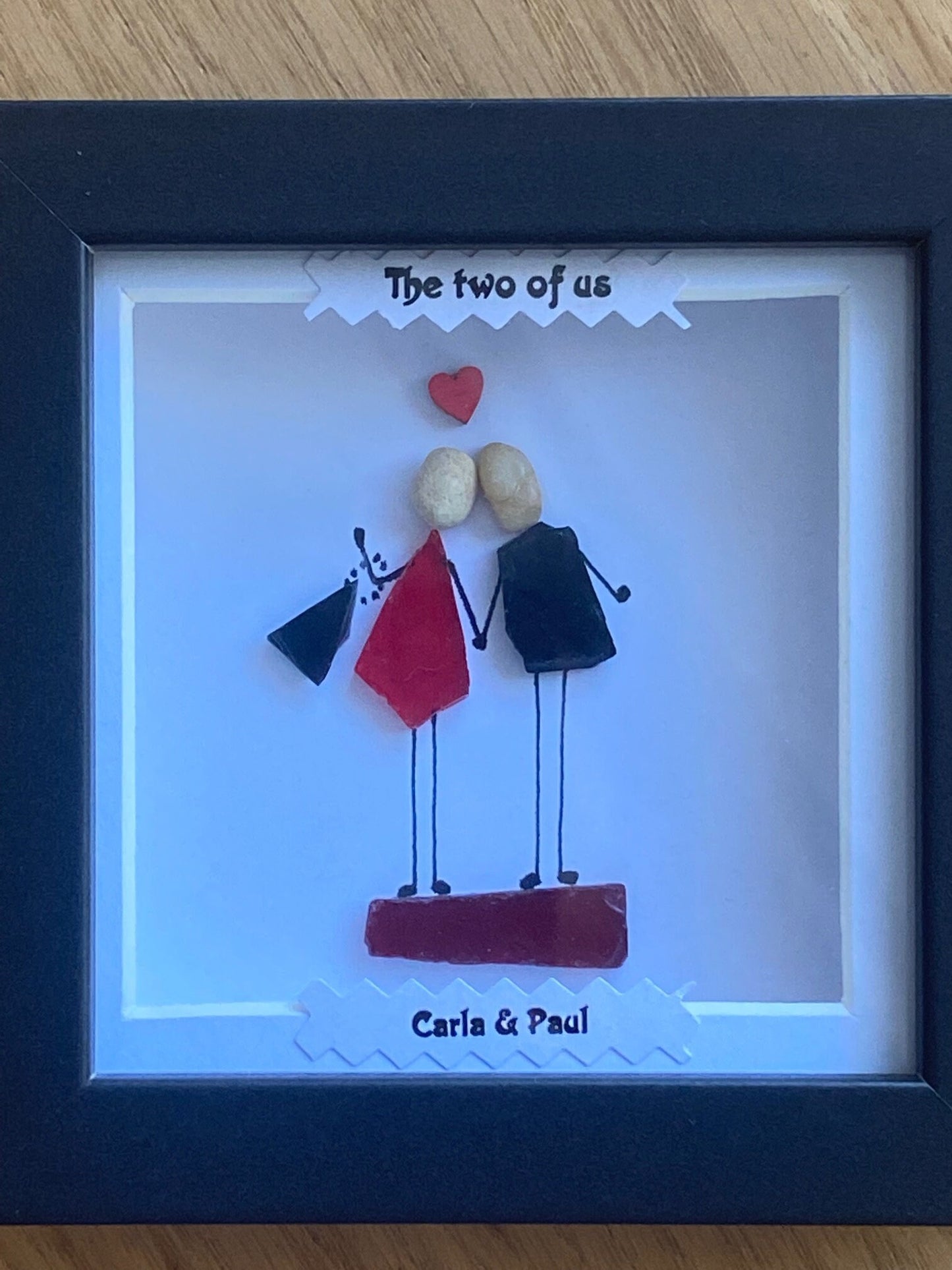 Personalised Couple Pebble Picture, Unique Valentine's Gift, Couple in Love Picture, Valentine Love Gift