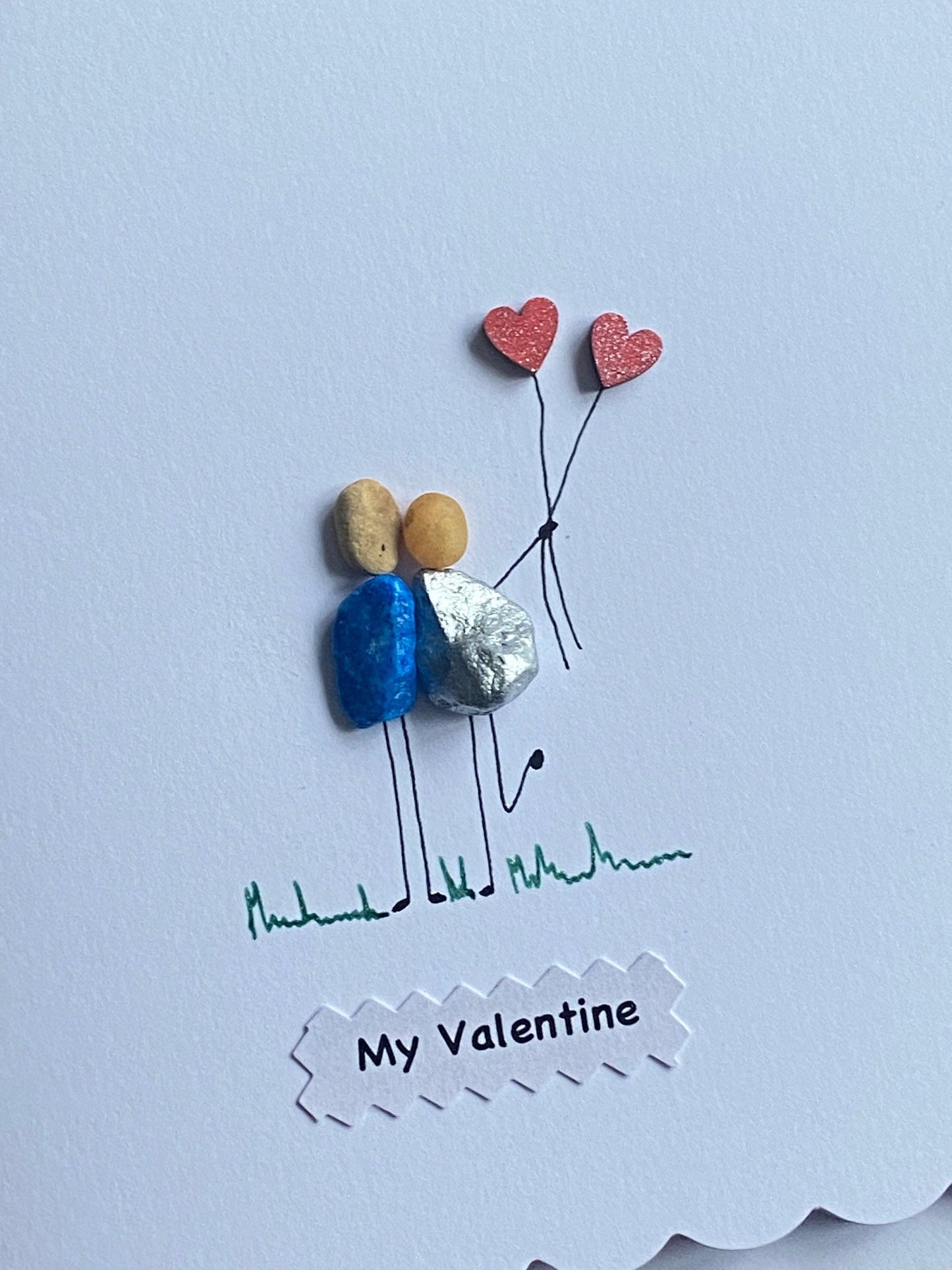 Personalised Valentine's Day Card, Unique Pebble Card, Pebble Card for Her, Pebble Card for Him, Handmade Pebble card for Valentines