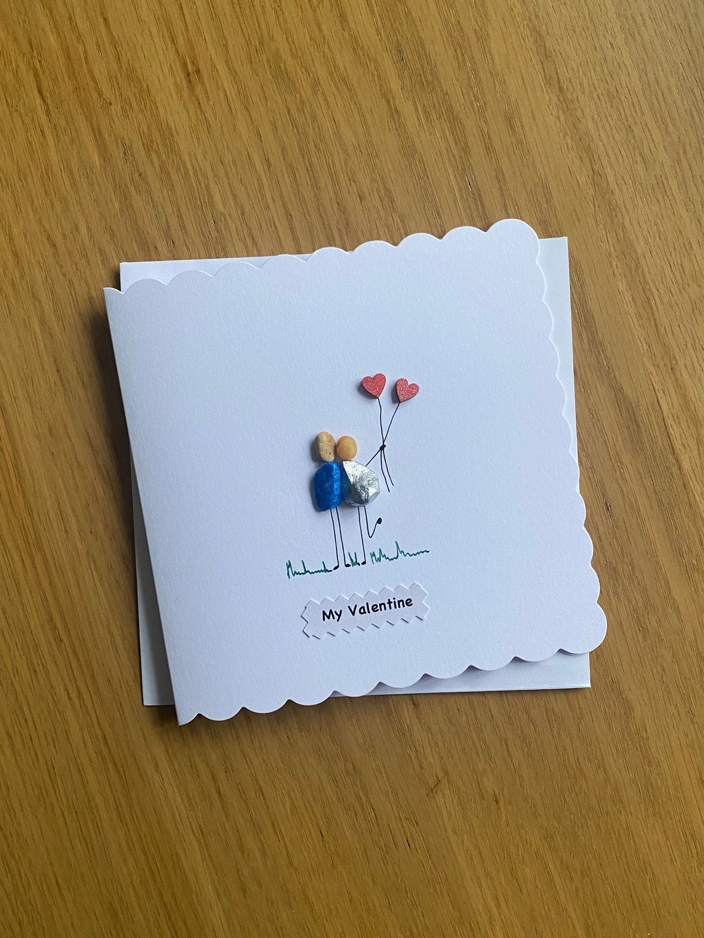Personalised Valentine's Day Card, Unique Pebble Card, Pebble Card for Her, Pebble Card for Him, Handmade Pebble card for Valentines