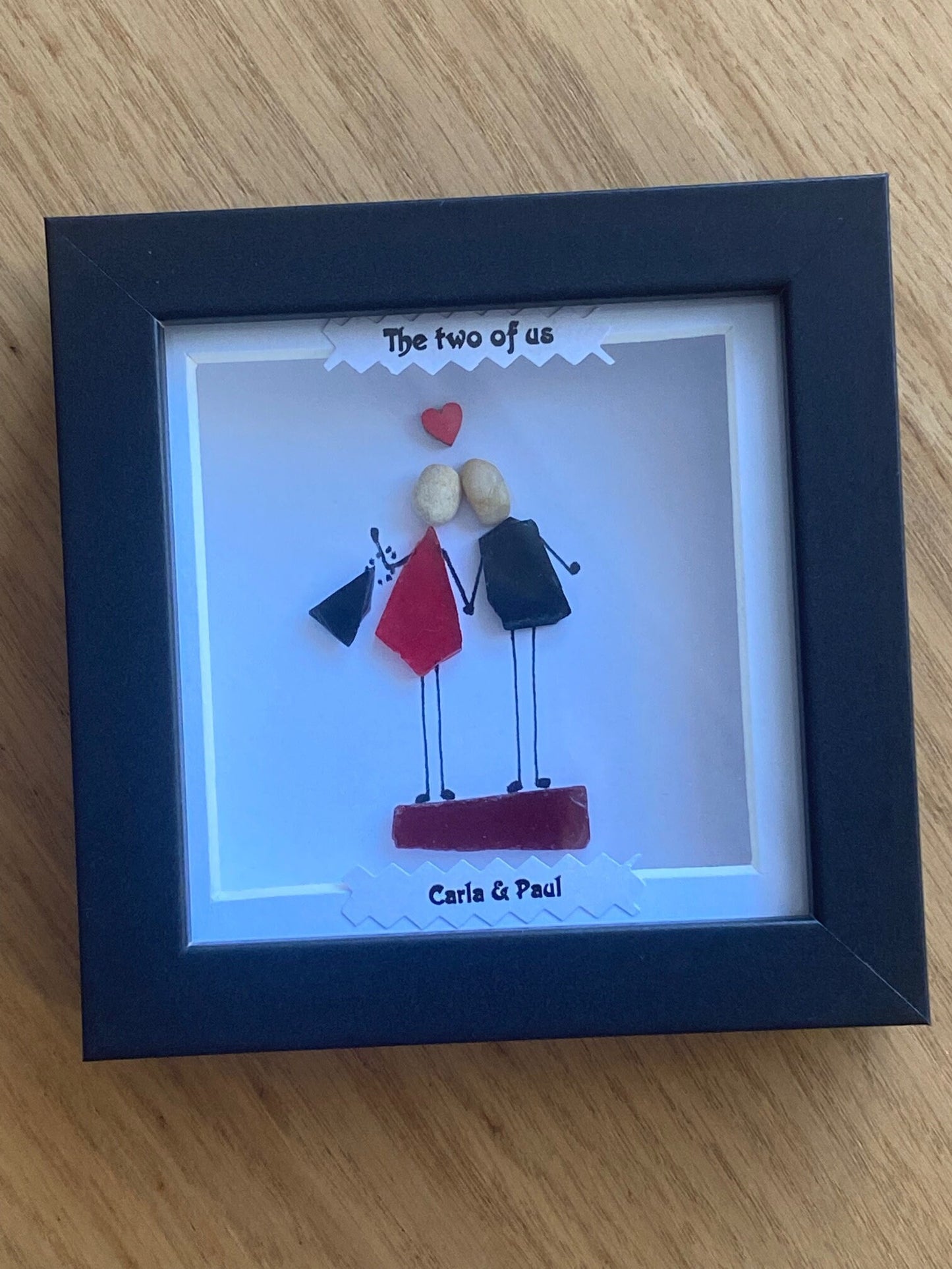 Personalised Couple Pebble Picture, Unique Valentine's Gift, Couple in Love Picture, Valentine Love Gift