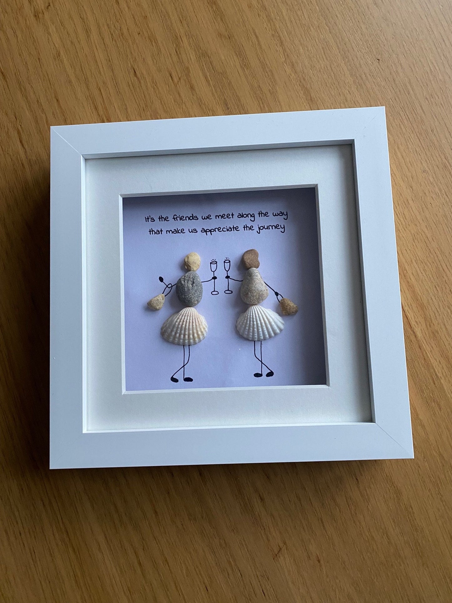 Personalised Friends Pebble Picture, Best Friends and a Glass of Wine, Unique Gift for a Bestie, Birthday Gift for a Friend